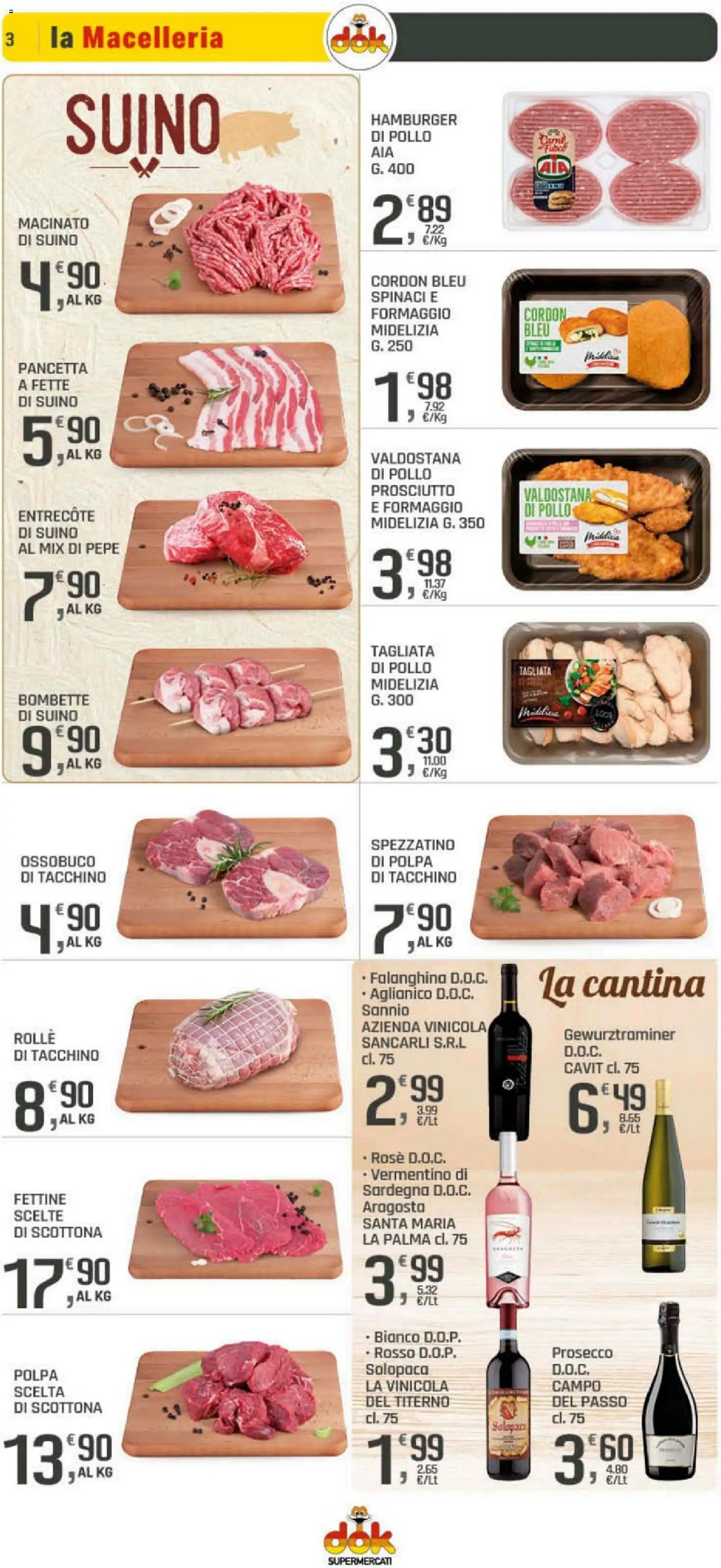 Volantino DOK del 10.04.2026 | Pagina: 3 | Prodotti: Prosecco, Formaggio, Spinaci, Hamburger