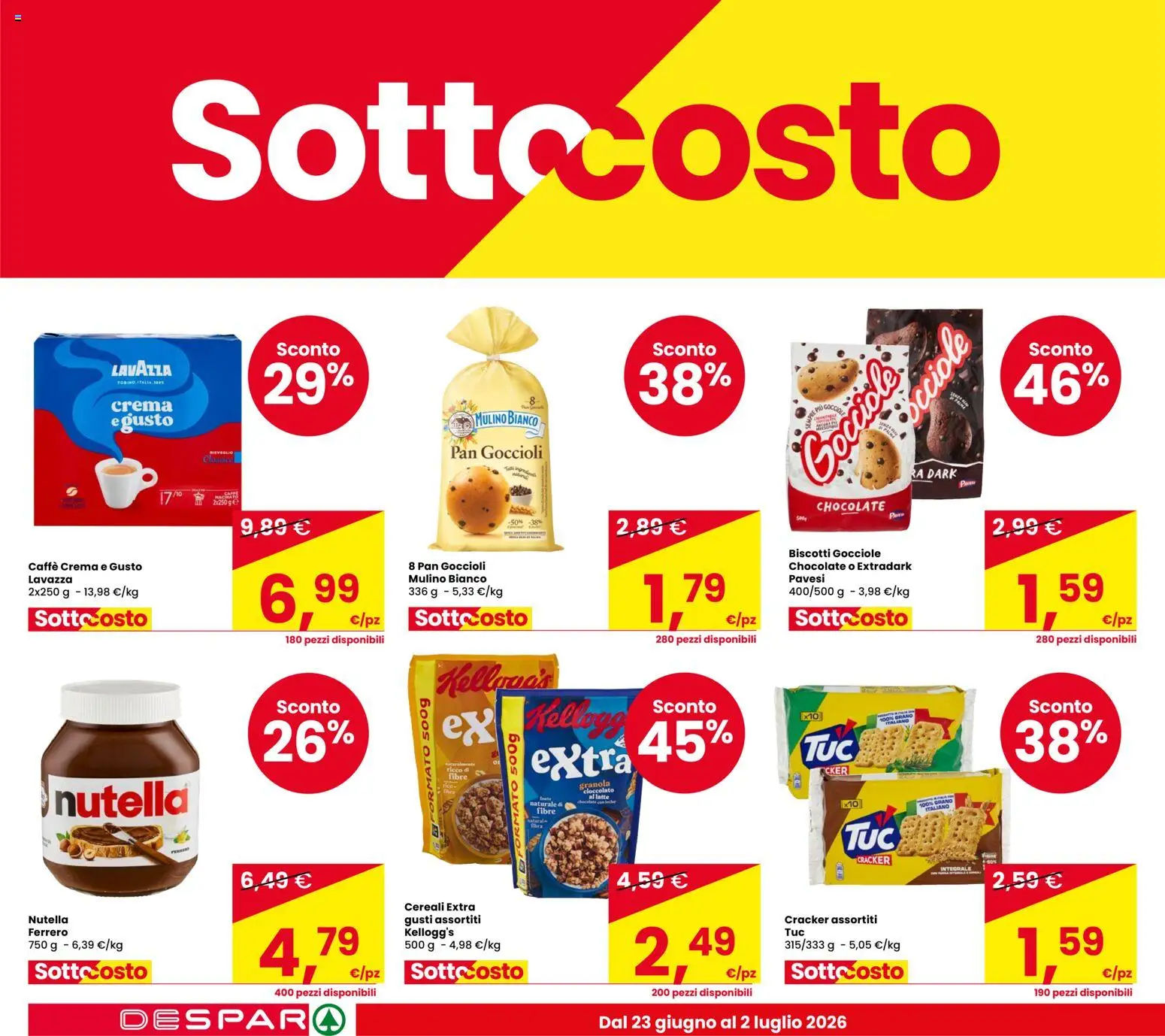 Volantino Despar del 23/06/2026 | Pagina: 6 | Prodotti: Crema, Caffè, Biscotti, Lavazza