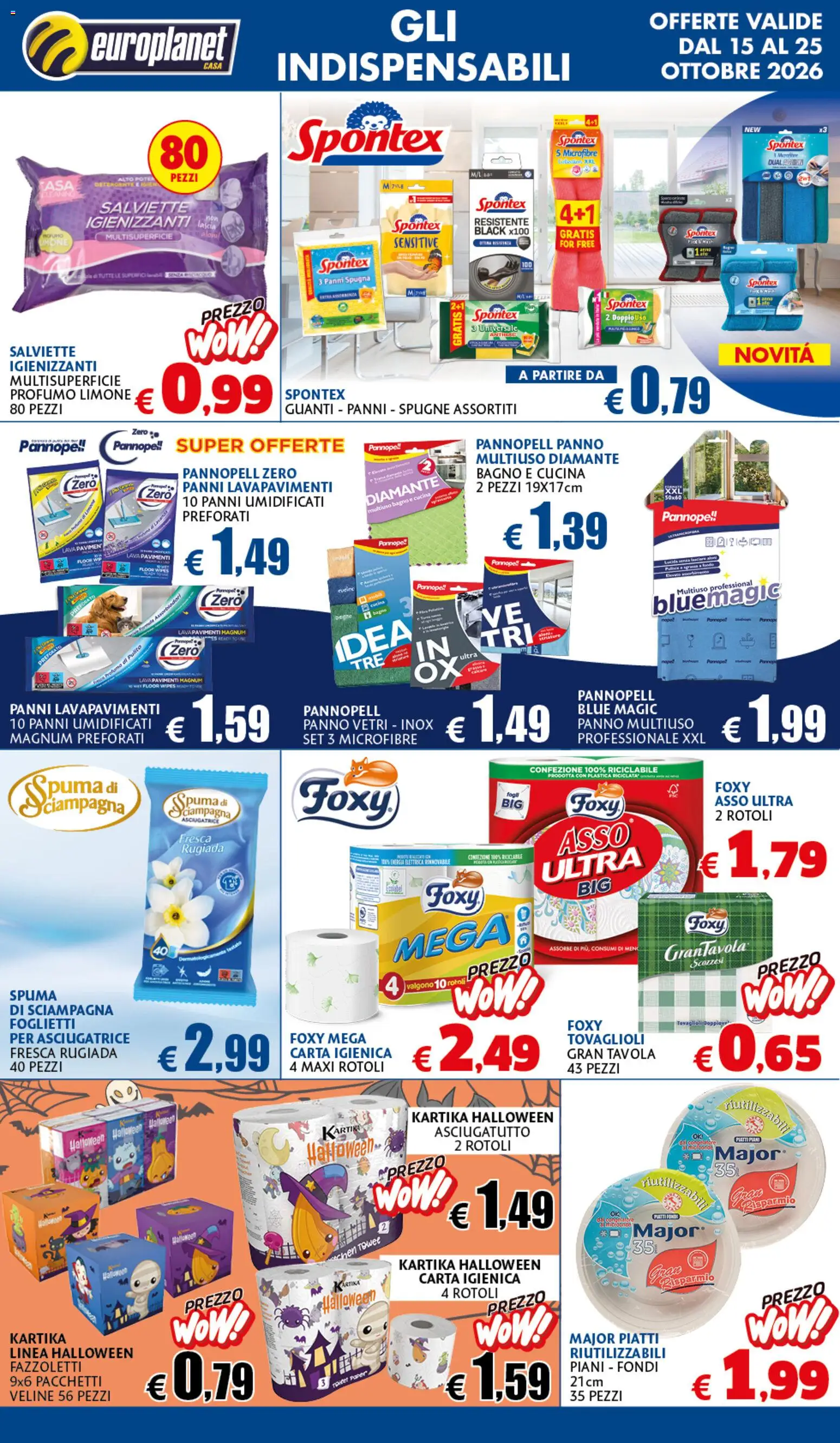 Volantino Europlanet Casa del 15/10/2026 | Pagina: 8 | Prodotti: Carta igienica, Fazzoletti, Spugne, Profumo