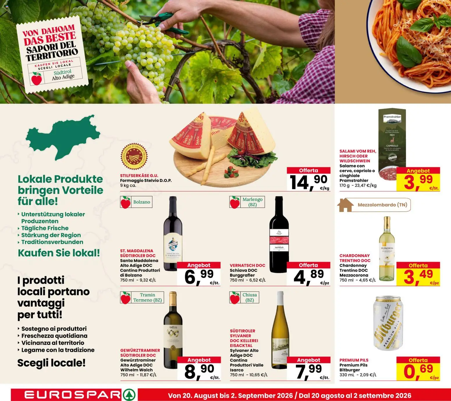 Volantino Eurospar del 20/08/2026 | Pagina: 18 | Prodotti: Salame, Formaggio