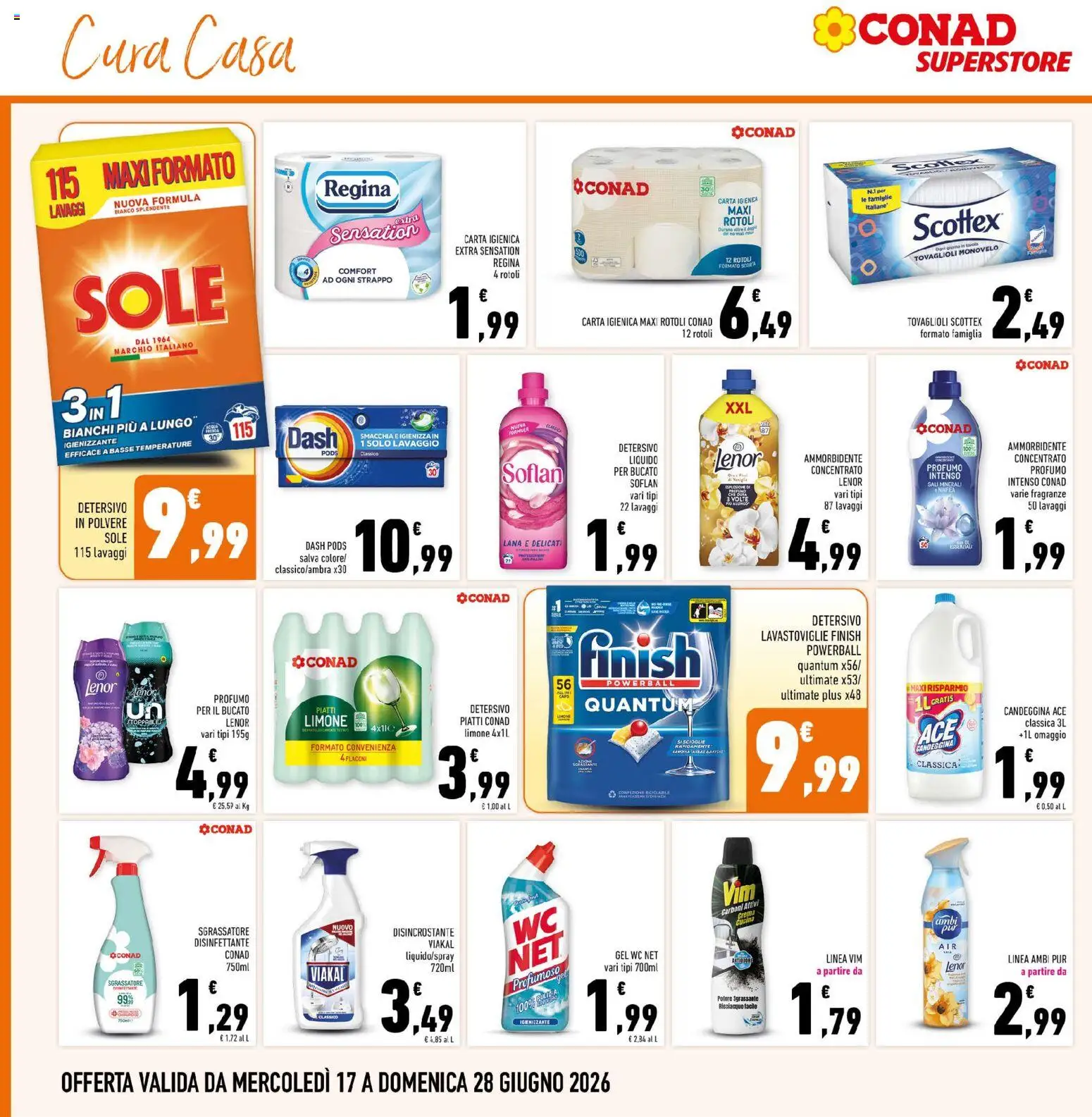 Volantino Conad del 17.06.2026 | Pagina: 30 | Prodotti: Candeggina, Sgrassatore, Limone, WC
