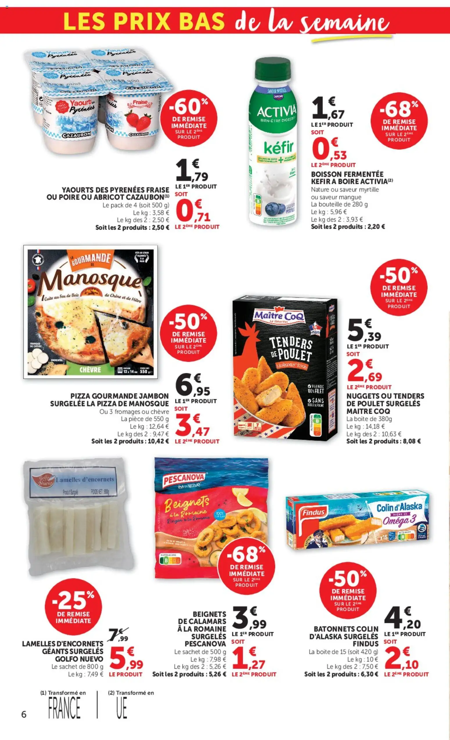 {H1} | Page: 6 | Produits: Yaourts, Fraise, Mangue, Kefir