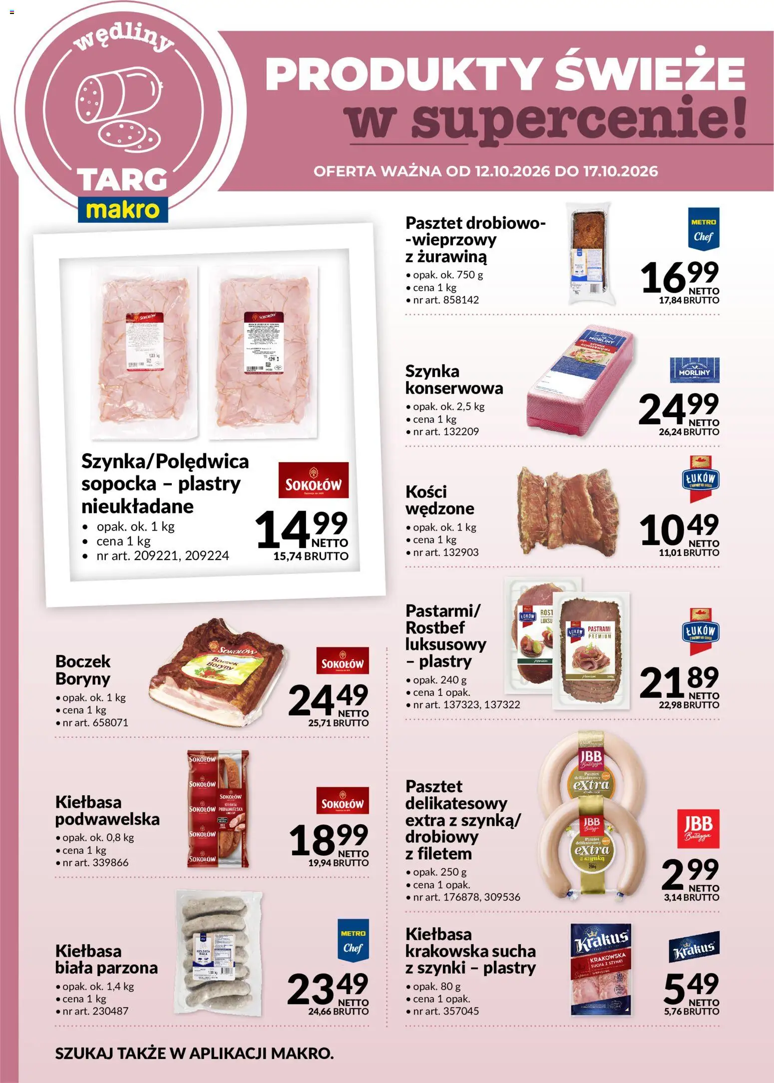 Makro gazetka - Oferta świeża w super cenach od 12.10.2026 | Strona: 2 | Produkty: Kiełbasa, Szynka, Krakowska sucha, Żurawina