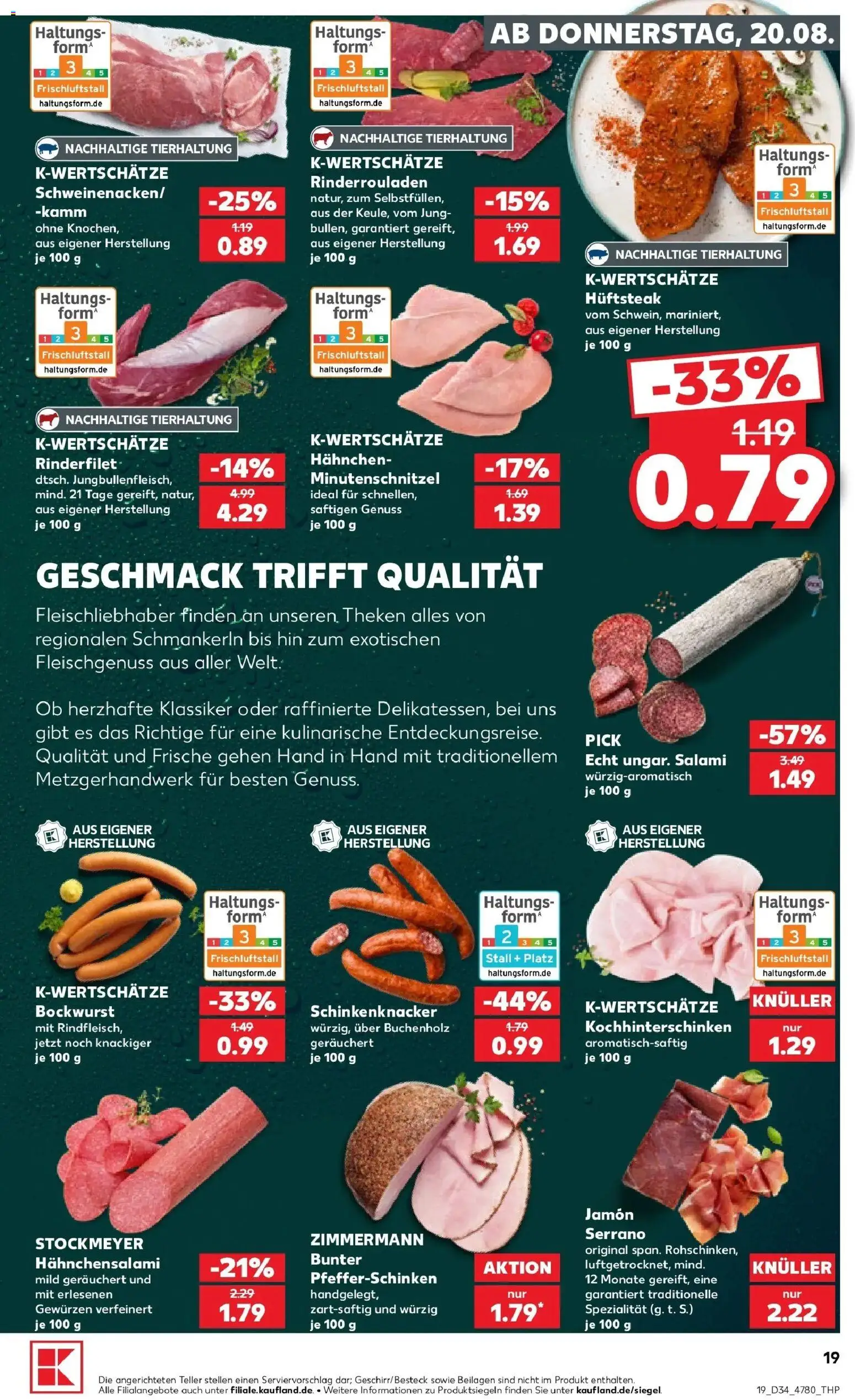 Prospekt Kaufland ab 17.08.2026 » Angebote Online zum Blättern | Seite: 30 | Produkte: Beilagen, Bockwurst, Hahnchen, Salami