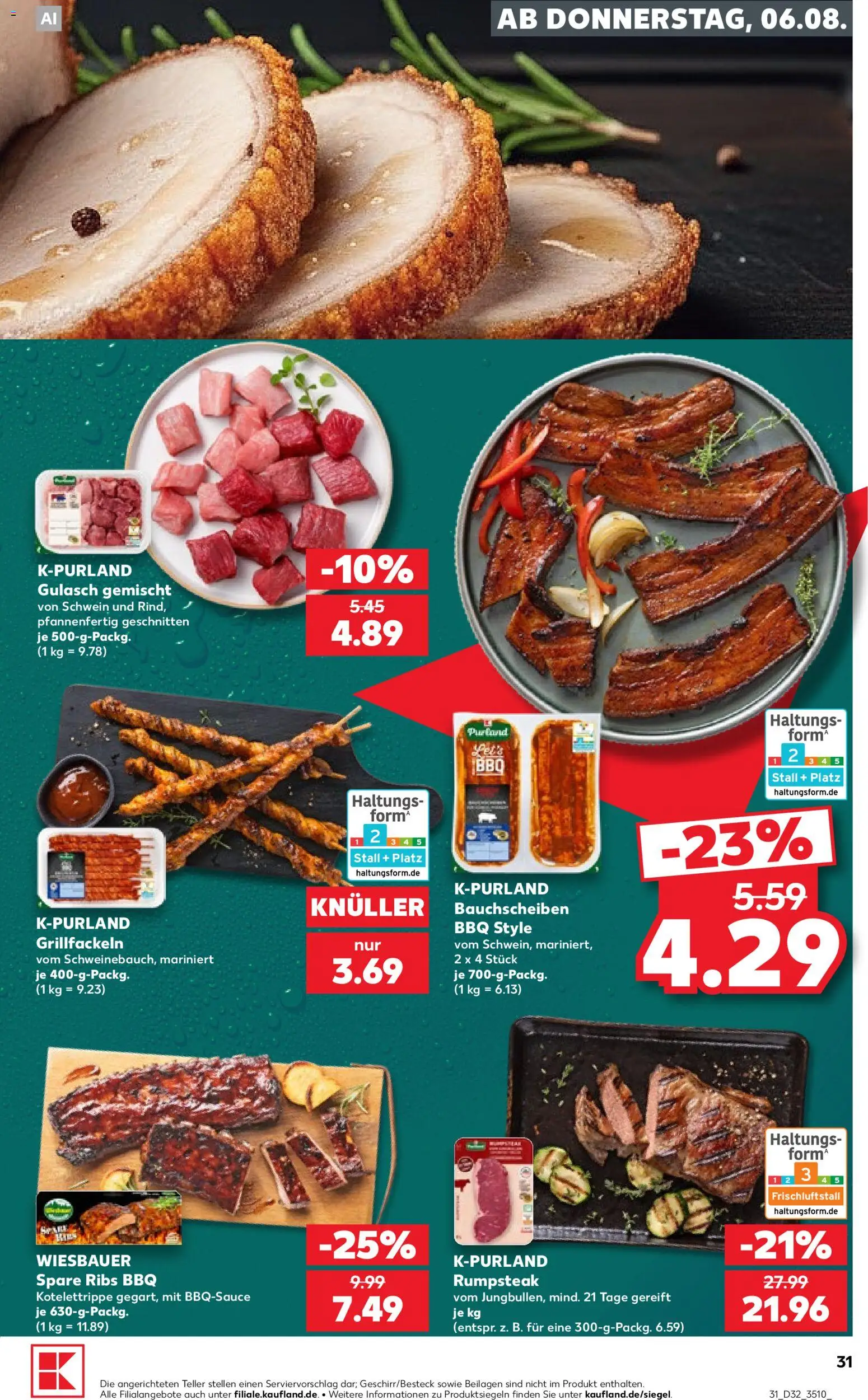 Kaufland Prospekt Leipzig – gültig ab 06.08.2026 | Seite: 31 | Produkte: Rumpsteak, Spare ribs, Gulasch