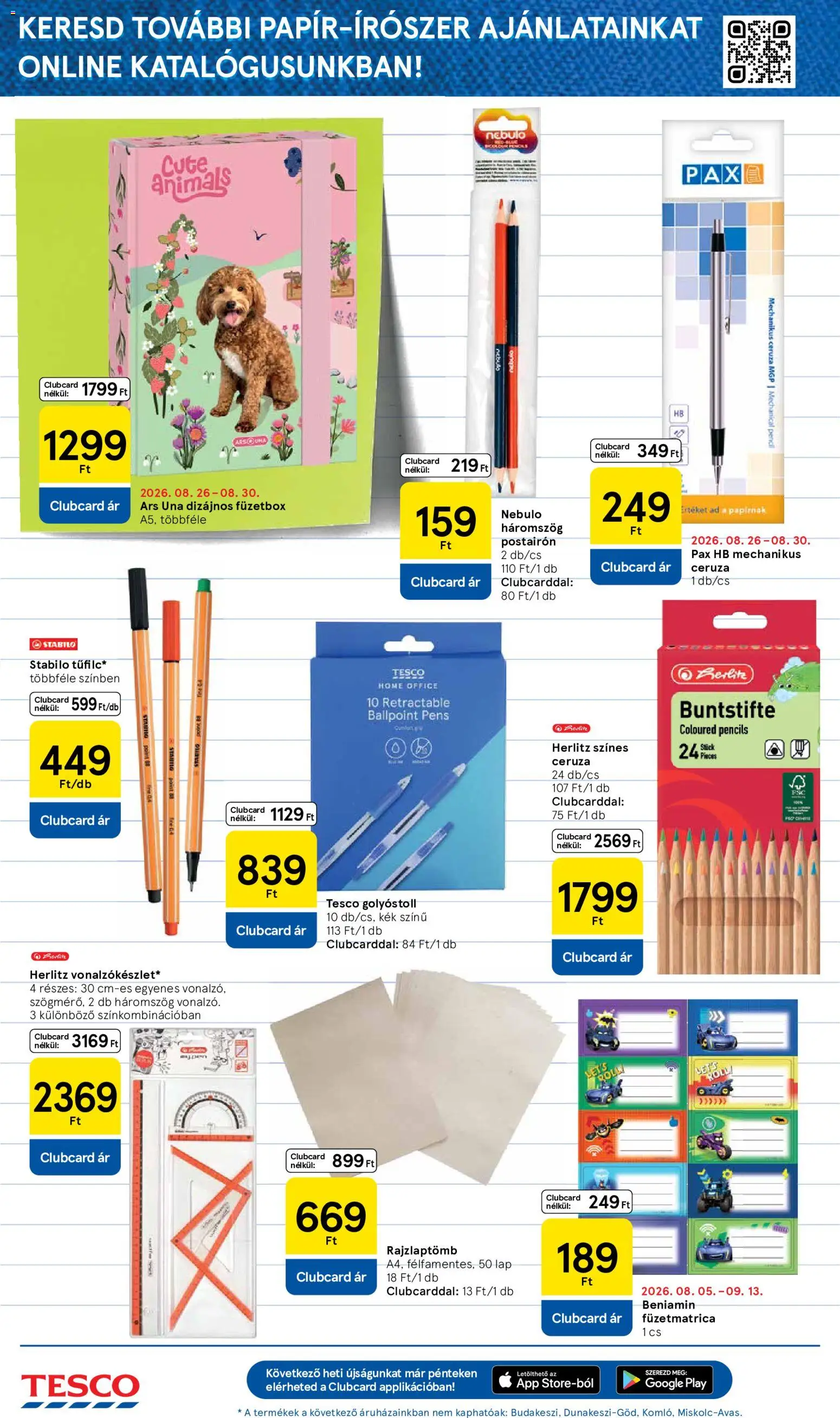Tesco akciós ujság - amely érvényes a következő dátumtól: 2026.08.27. | Oldal: 14 | Termékek: Ceruza, Lap