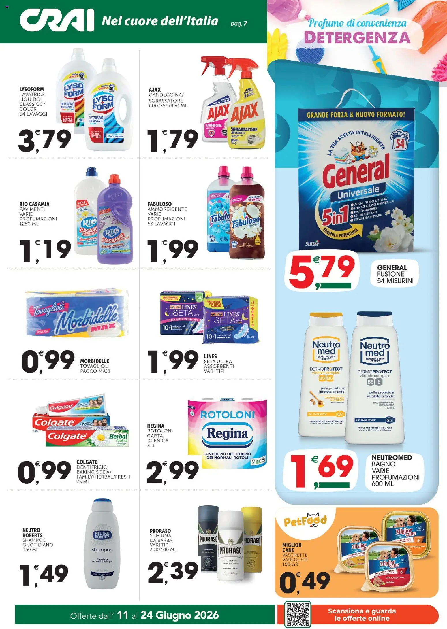 Volantino CRAI del 11.06.2026 | Pagina: 7 | Prodotti: Dentifricio, Ammorbidente, Detergente, Sgrassatore