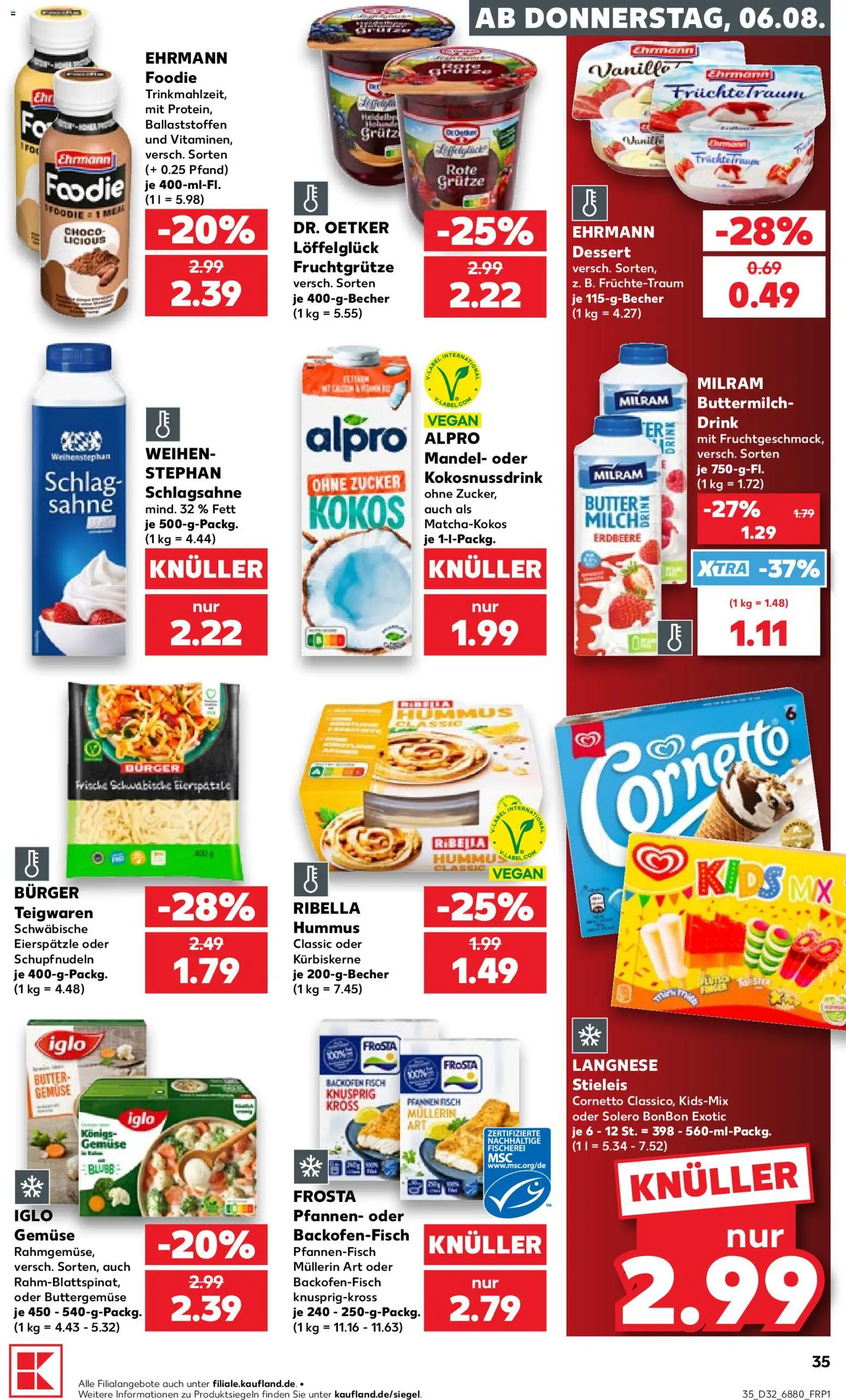 Kaufland Prospekt Völklingen – gültig ab 06.08.2026 | Seite: 35 | Produkte: Burger, Frosta, Alpro, Backofen
