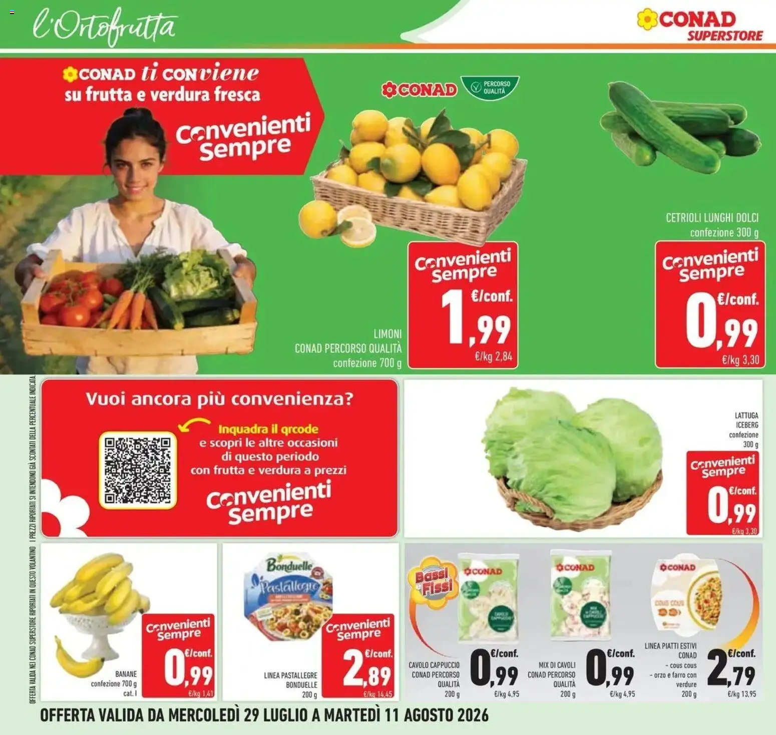 Volantino Conad del 29/07/2026 | Pagina: 10 | Prodotti: Verdure, Cappuccio, Limoni, Farro