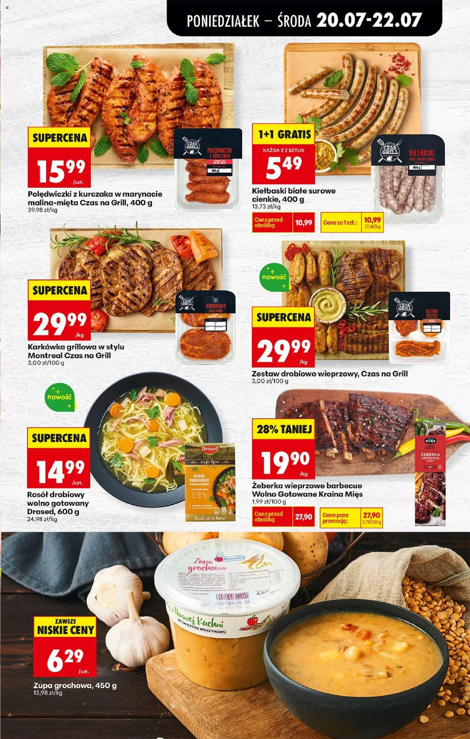 Biedronka gazetka od poniedziałku od 20.07.2026 | Strona: 35 | Produkty: Kraina mięs, Grill, Kiełbaski, Zupa