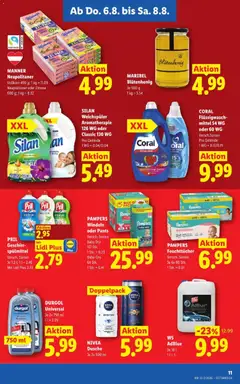 PAMPERS Windeln oder Pants, Versch. Sorten, Baby Dry, 112 Stk., 1 Stk. = 0.23, Baby-Dry, 64 Stk., 1 Stk. = 0.41 ab 06.08.2026 gültig | Seite: 13 | Produkte: Zitrone, Dusche, Pampers, Weichspüler