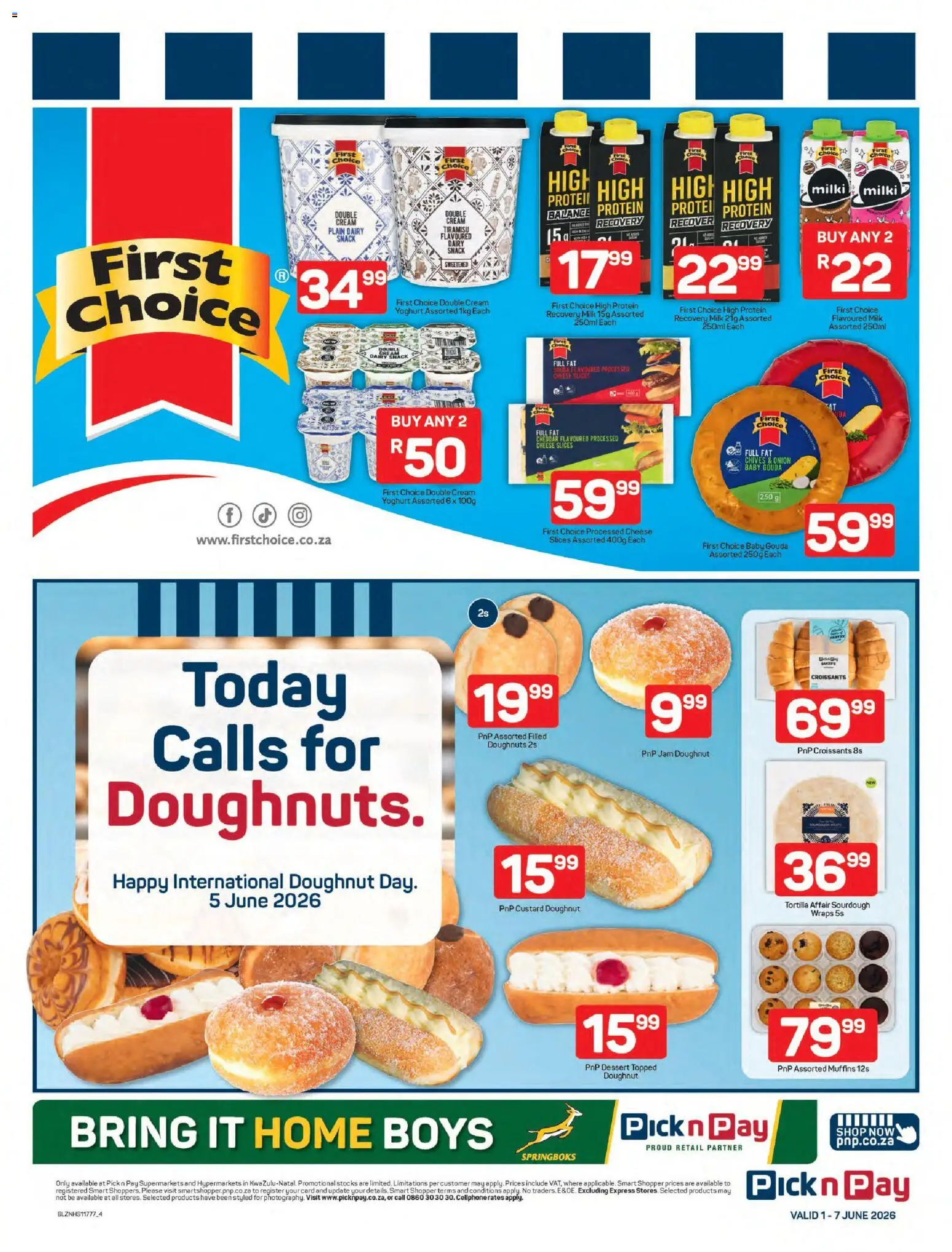 New Pick n Pay catalogue – valid from 01.06.2026 | Page: 4 | Products: Muffins, Jam, Detergente líquido, Cream