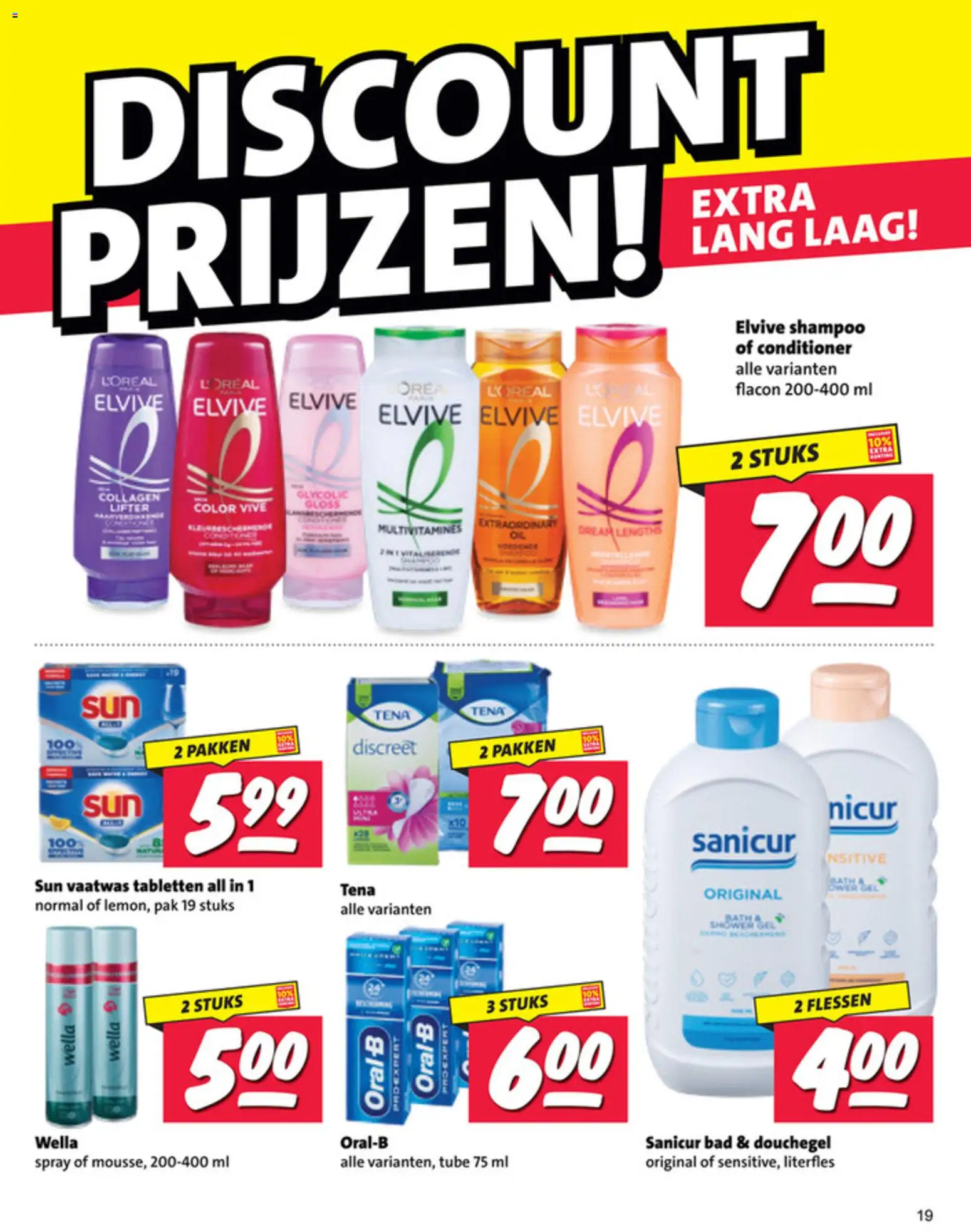 {H1} | Pagina: 19 | Producten: Vaatwas tabletten, Shampoo, Conditioner, Douchegel