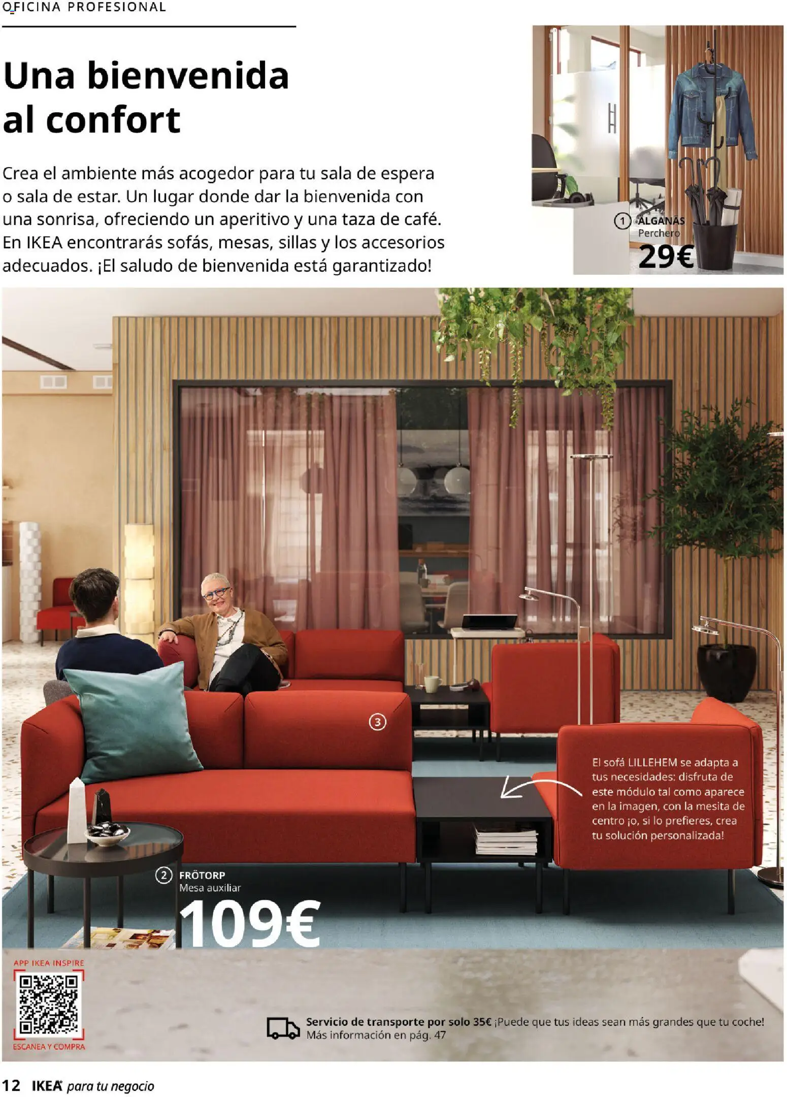 Catálogo IKEA para tu negocio │ válido desde el 01/02/2026 | Página: 12 | Productos: Perchero, Mesa auxiliar, Sofá, Mesa