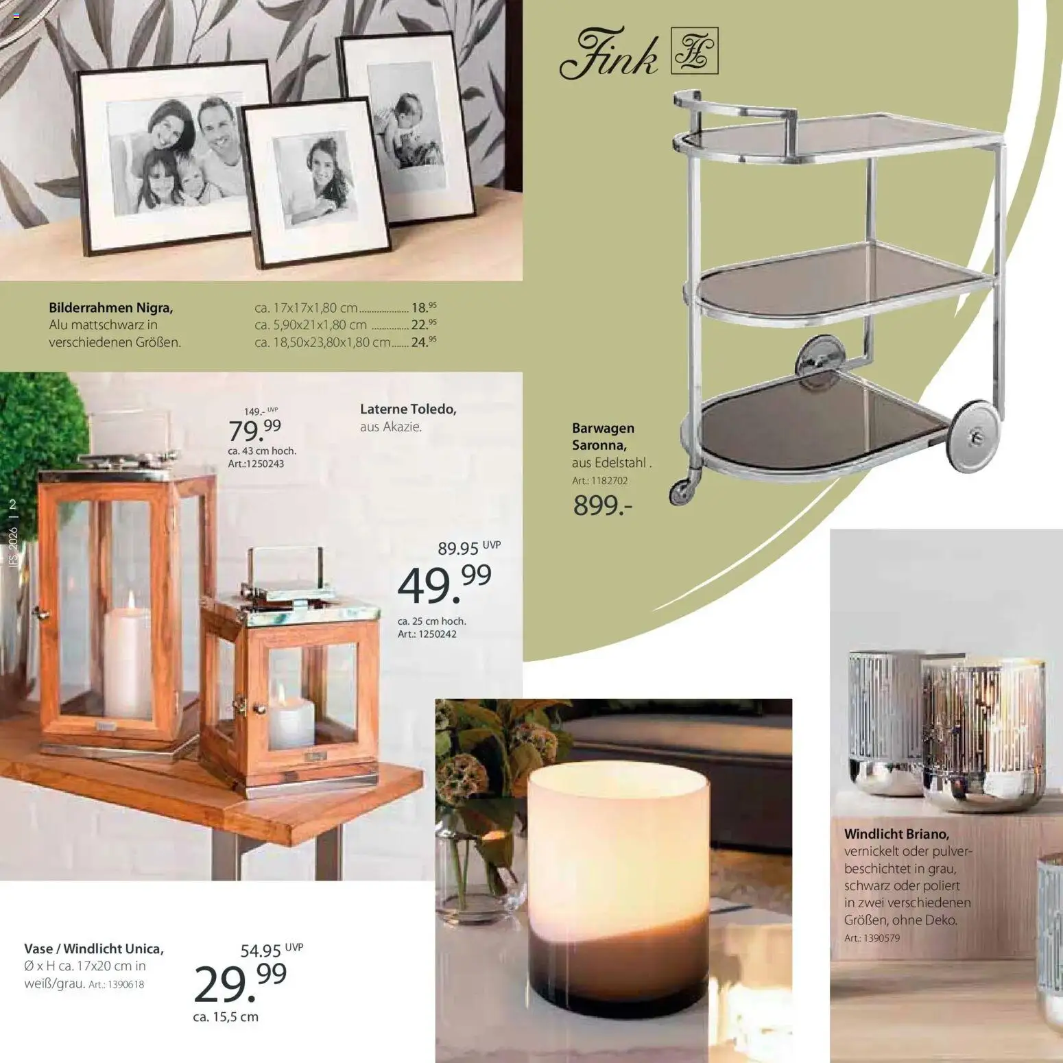 Zurbrüggen Frühlings-Boten für dein zuhause (ab 14.04.2026) zum Blättern | Seite: 2 | Produkte: Barwagen, Vase, Bilderrahmen