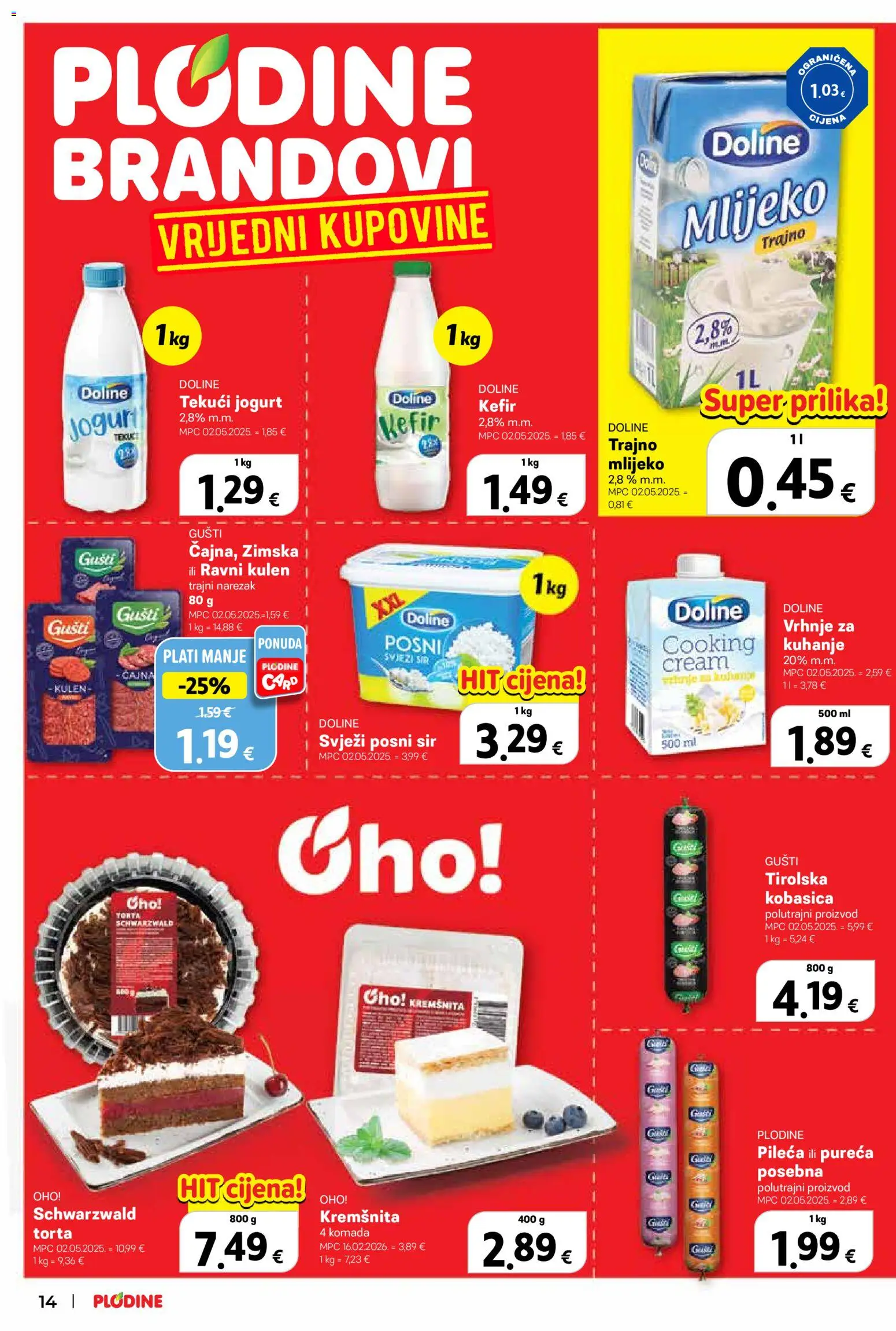 Plodine katalog | vrijedi od 10.06.2026 | Stranica: 14 | Proizvodi: Mlijeko, Jogurt, Narezak, Kefir
