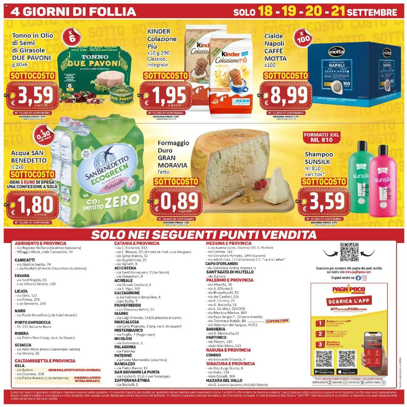 Volantino Paghi Poco del 11/09/2026 | Pagina: 20 | Prodotti: Shampoo, Olio, Tonno, Cialde