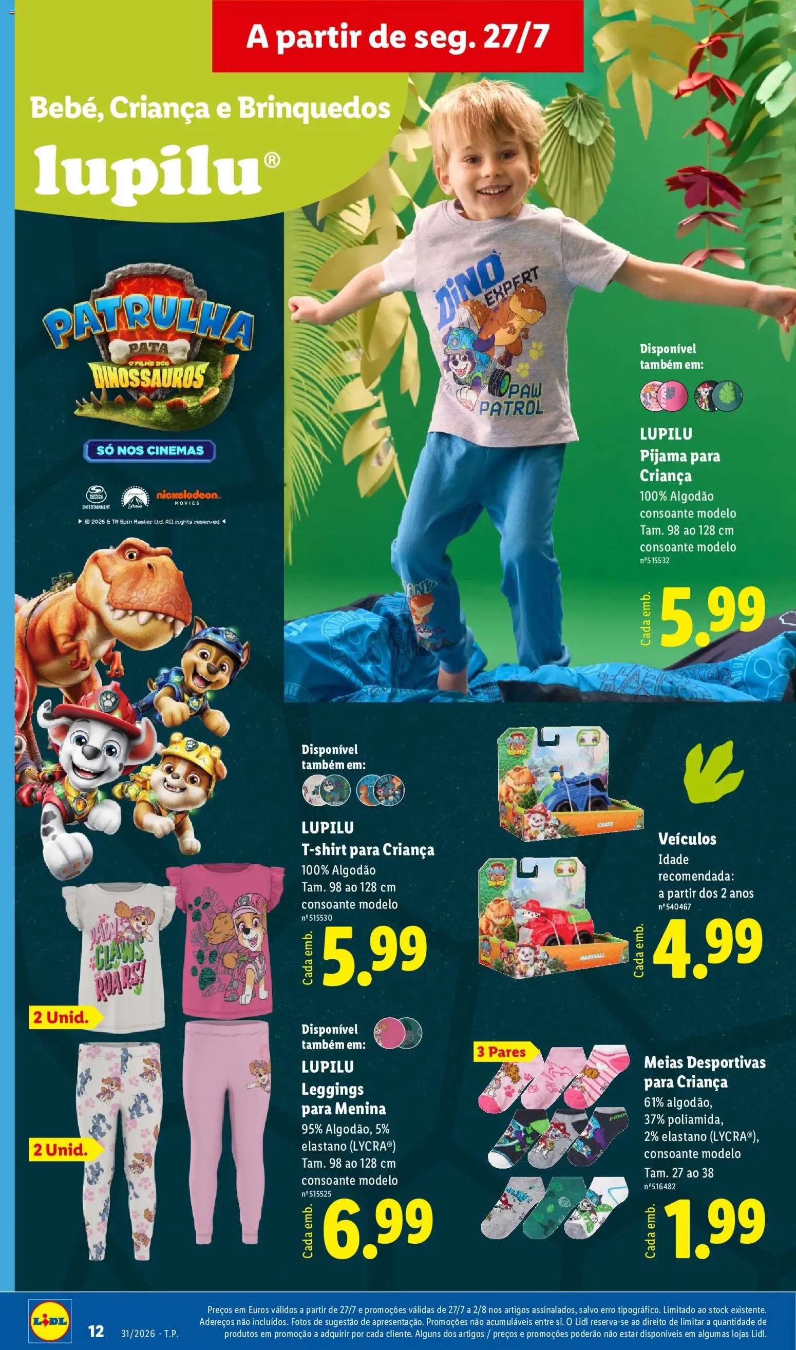 Lidl Novidades │ válido de 27/07/2026 | Página: 12 | Produtos: Algodão, Meias, Leggings