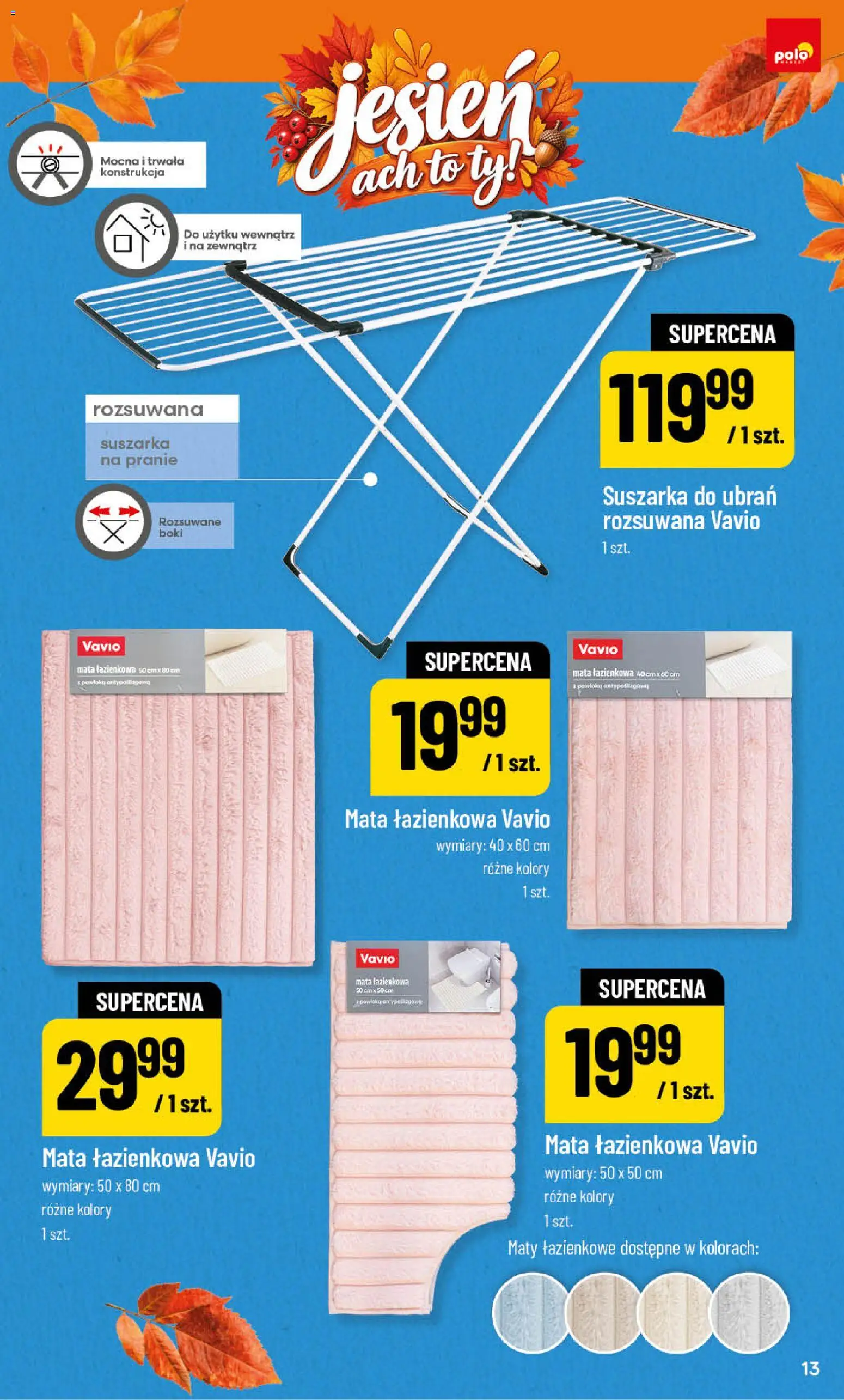 POLOmarket katalog - Jesień od 25.09.2026 | Strona: 13 | Produkty: Suszarka, Mata łazienkowa