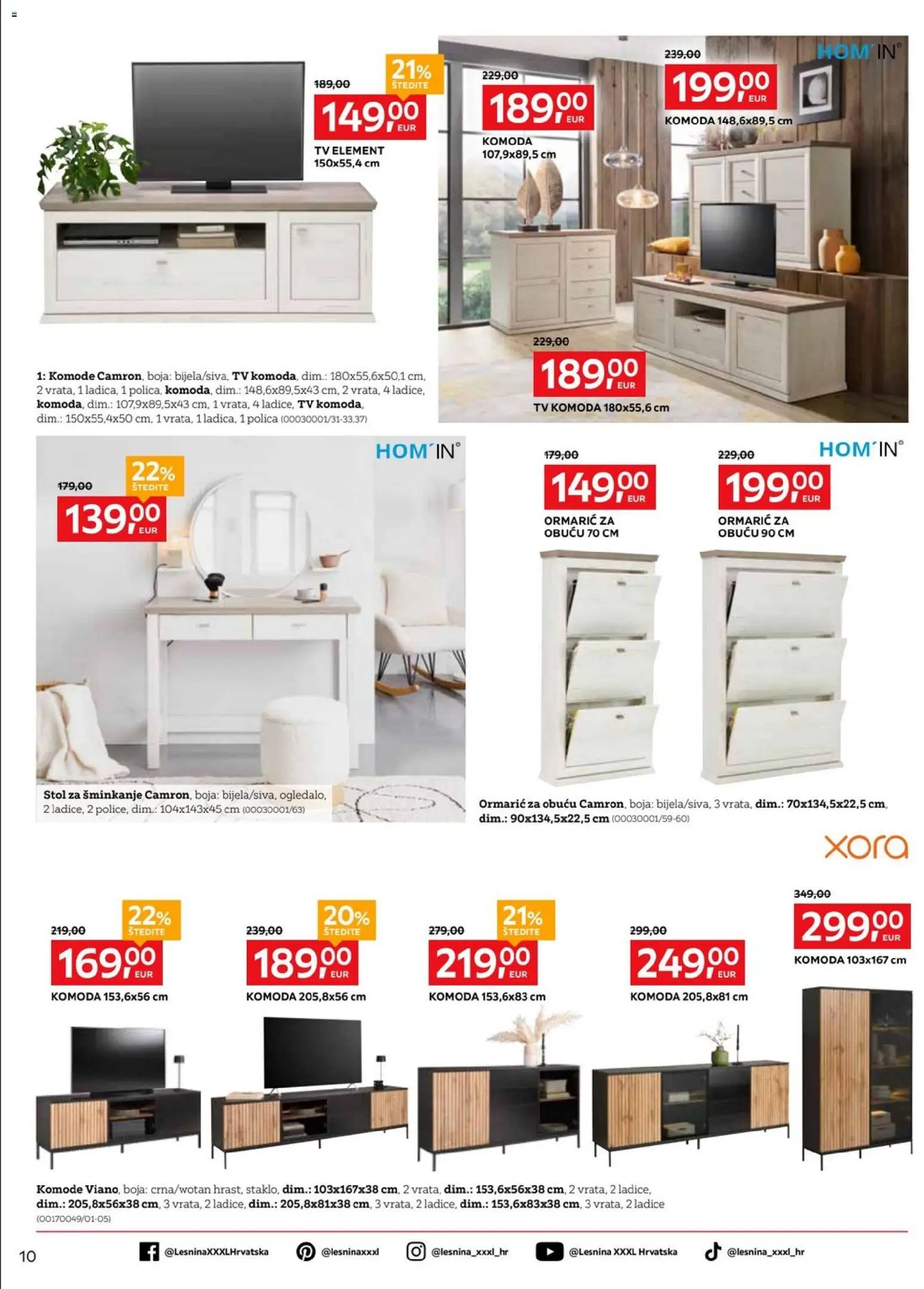 Lesnina katalog | vrijedi od 10.09.2026 | Stranica: 10 | Proizvodi: Komoda, Ladice, Tv, Stol za šminkanje