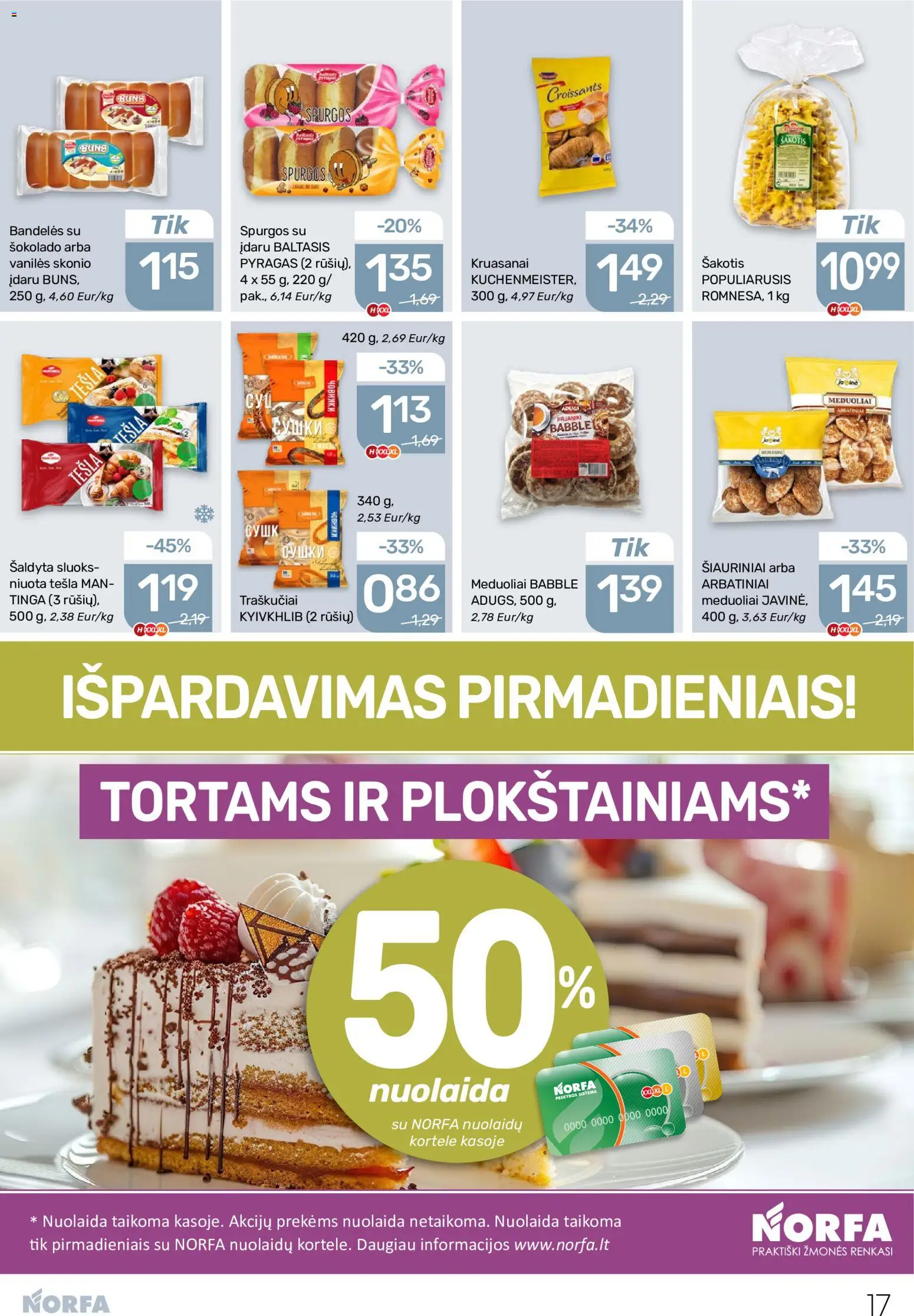 NORFA akcijos nuo 11.06.2026 | Puslapis: 17 | Prekių: Bandelės, Pyragas, Traškučiai