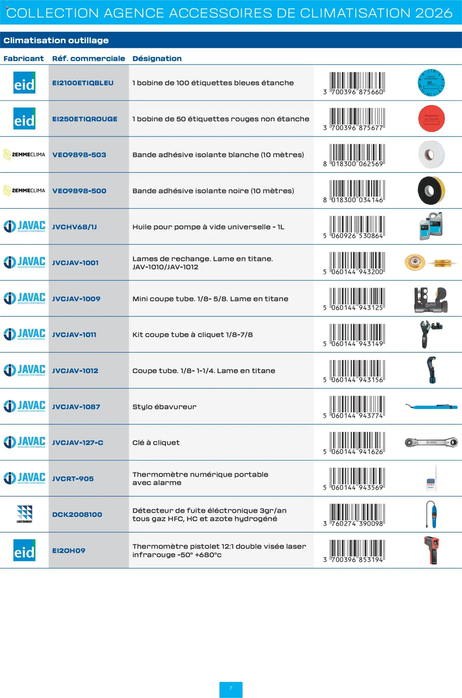 {H1} | Page: 7 | Produits: Clé, Climatisation, Thermomètre, Stylo