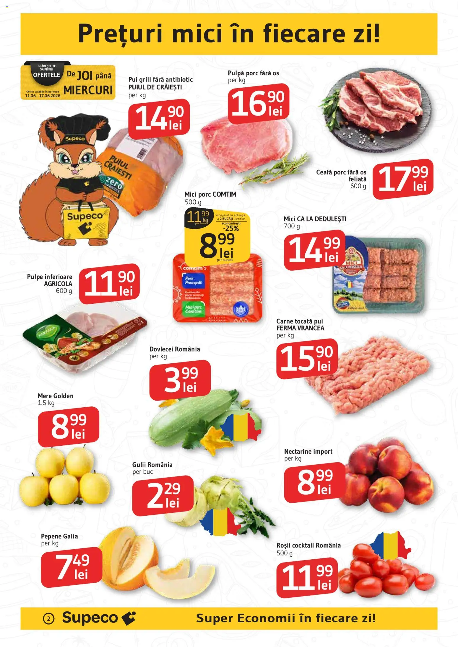 Noul catalog Supeco – valabil de la 11.06.2026 | Pagină: 2 | Produse: Grill, Hacıyatmaz Kedi Oyuncağı, Roșii, Carne tocată