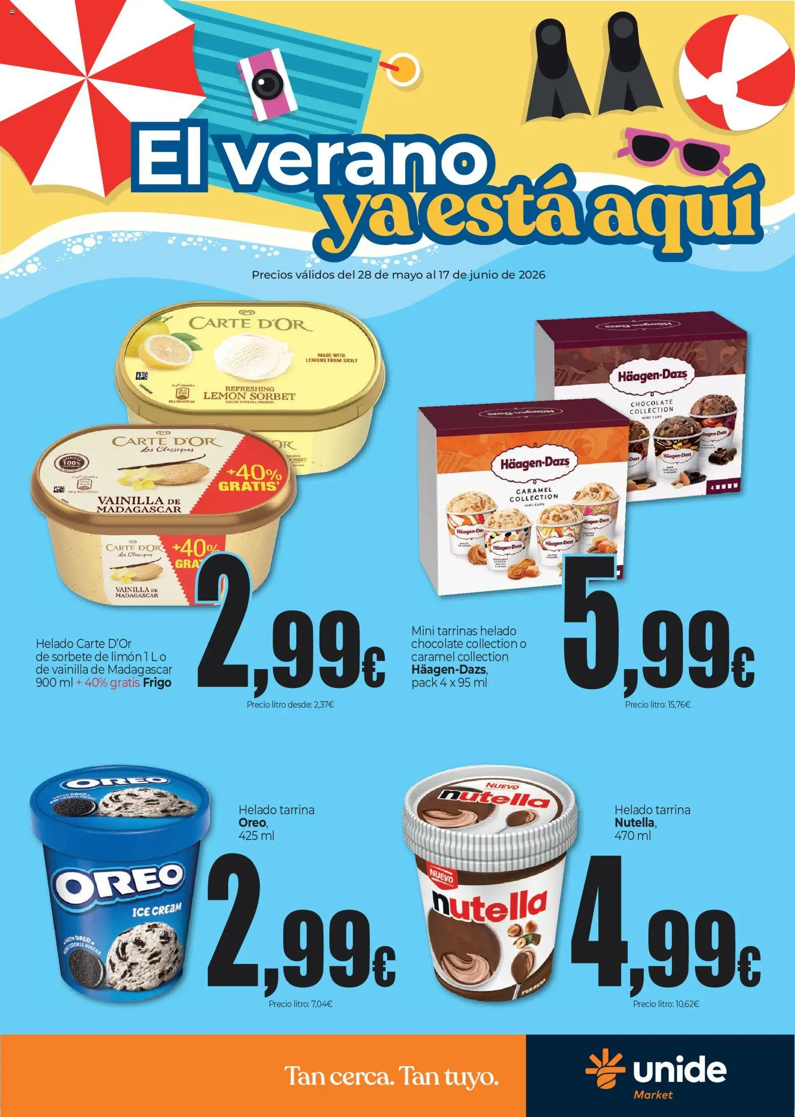 Unide - El verano ya está aquí │ válido desde el 28.05.2026 | Página: 1 | Productos: Chocolate, Helado