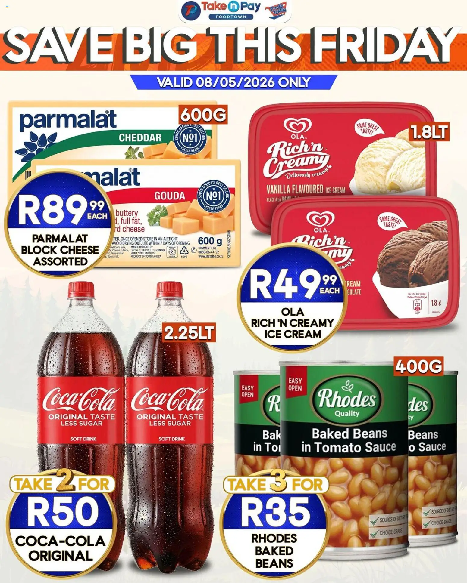 New Take n Pay catalogue – valid from 08.05.2026 | Page: 4 | Products: Cheese, Cream, Ice cream, Sugar