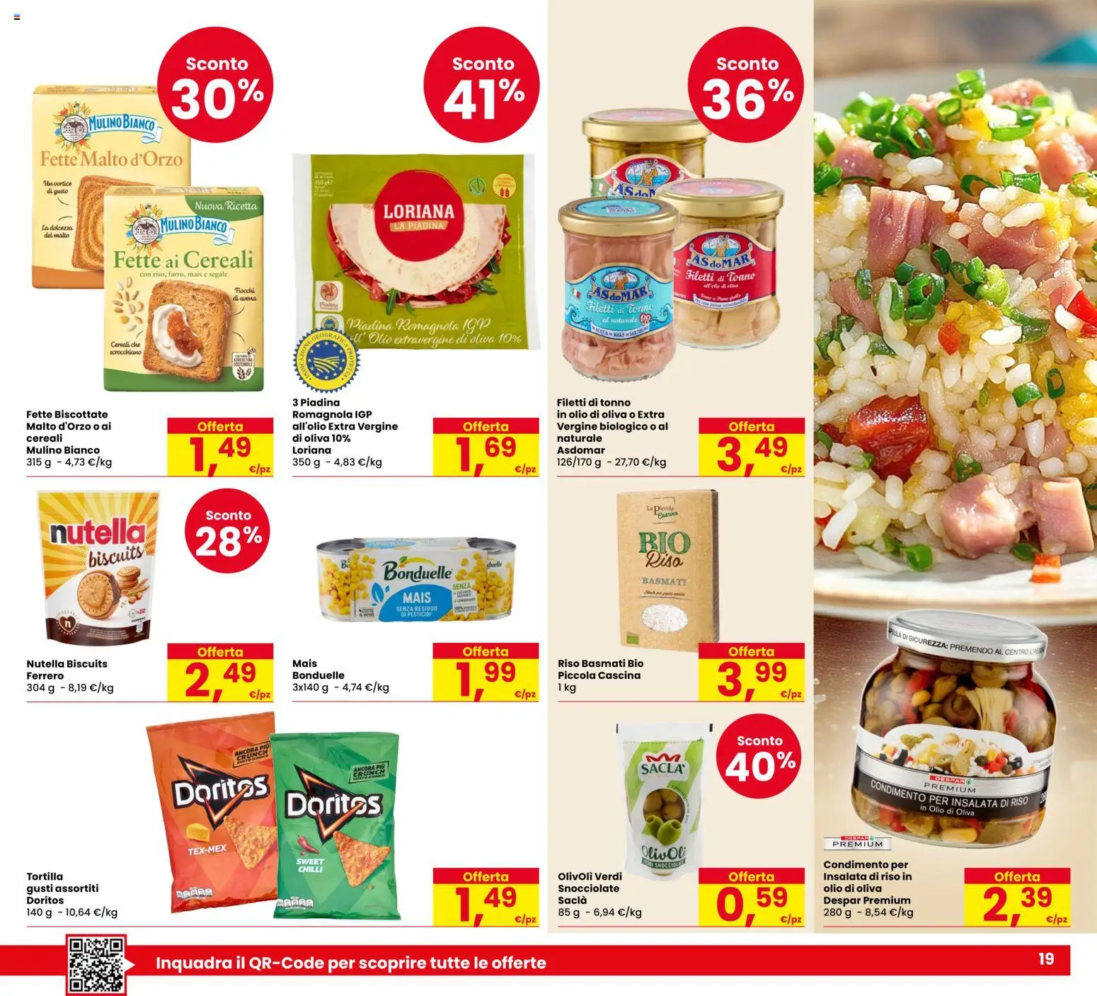 Volantino Despar del 23/06/2026 | Pagina: 19 | Prodotti: Riso, Insalata, Piadina, Tonno