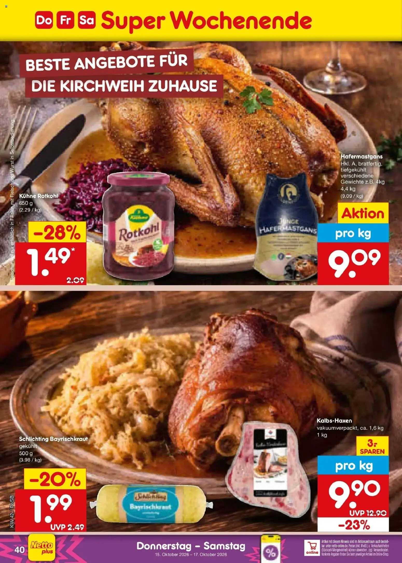 Netto Marken-Discount Prospekt Amberg (ab 12.10.2026) » Angebote | Seite: 56 | Produkte: Rotkohl, Wurst, Fleisch