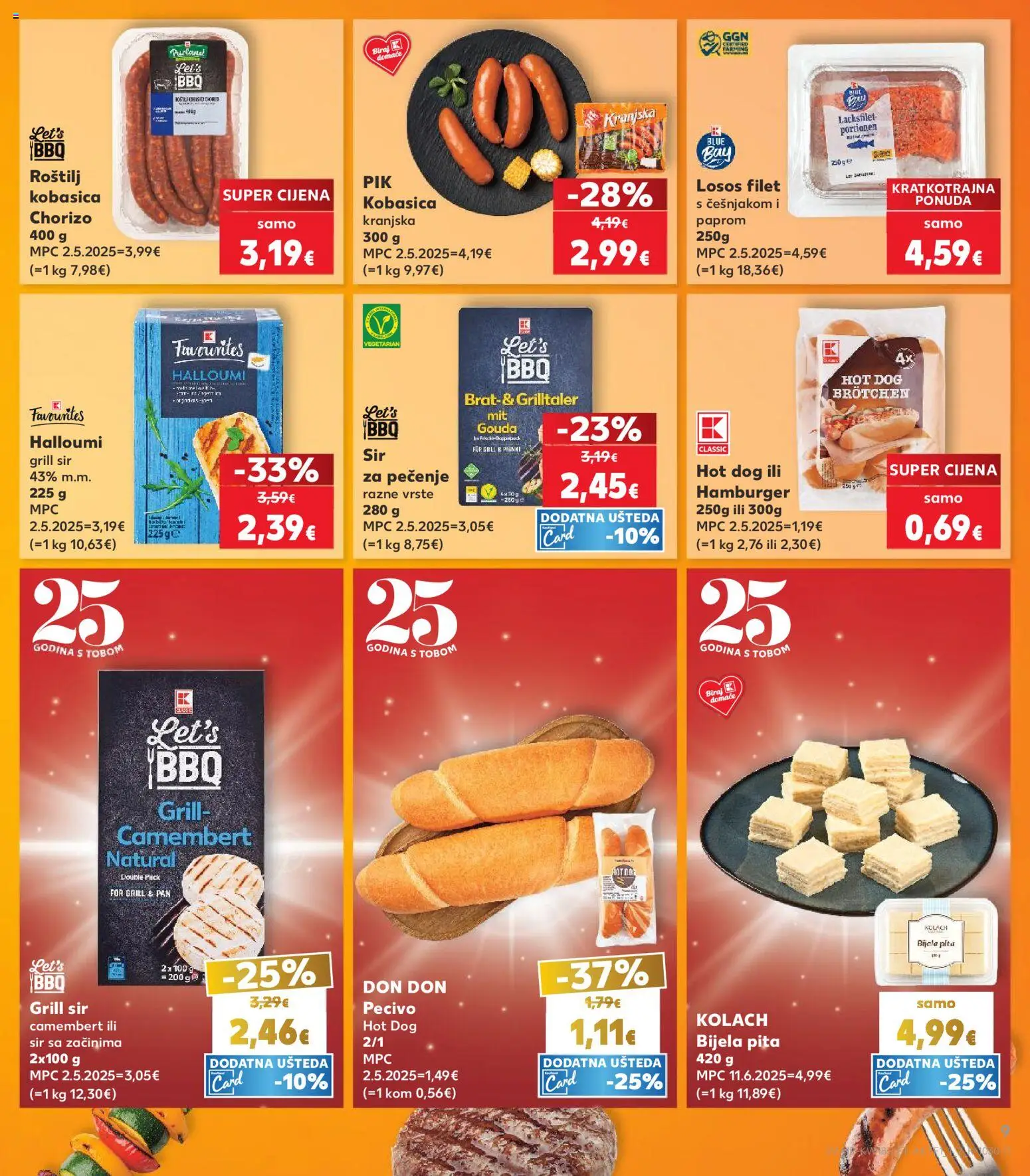 Kaufland katalog | vrijedi od 29.04.2026 | Stranica: 9 | Proizvodi: Roštilj, Kobasica, Losos, Pan