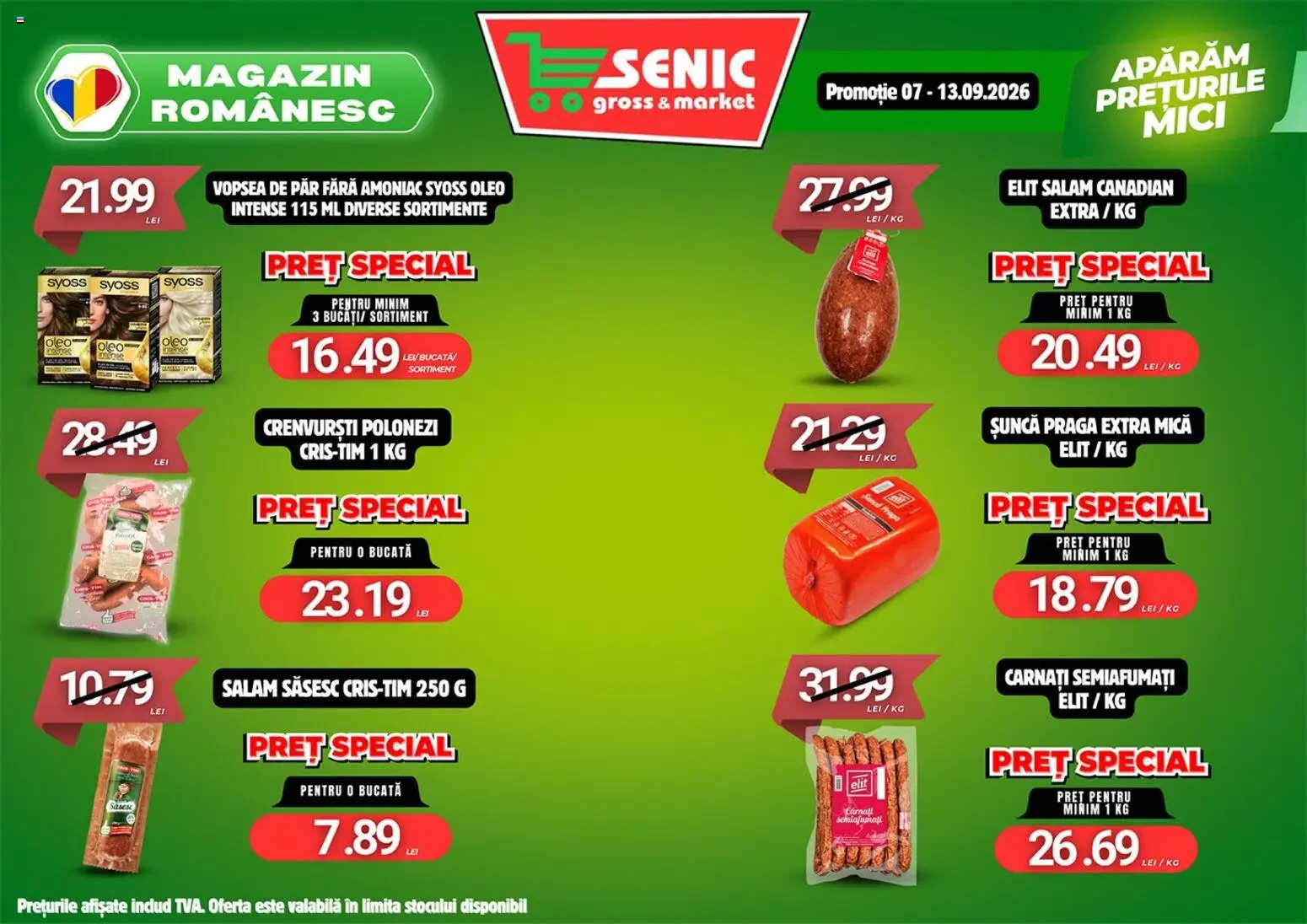 Noul catalog Senic – valabil de la 07.09.2026 | Pagină: 4 | Produse: Sunca praga, Crenvurști, Salam, Intense