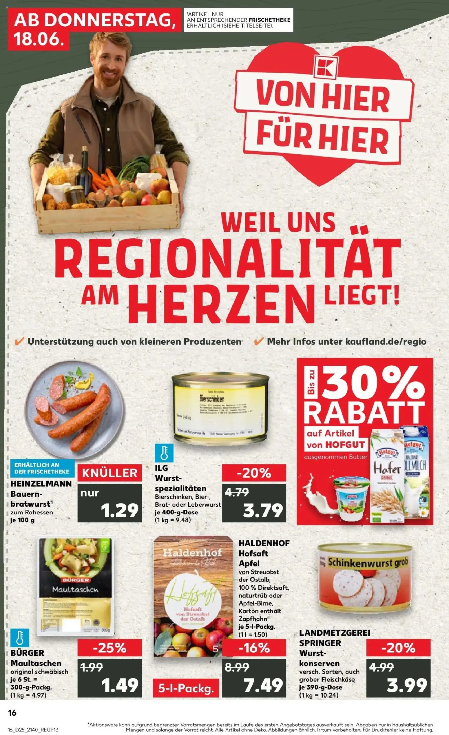 Kaufland Prospekt Aalen – gültig ab 15.06.2026 | Seite: 1 | Produkte: Butter, Bratwurst, Burger, Maultaschen