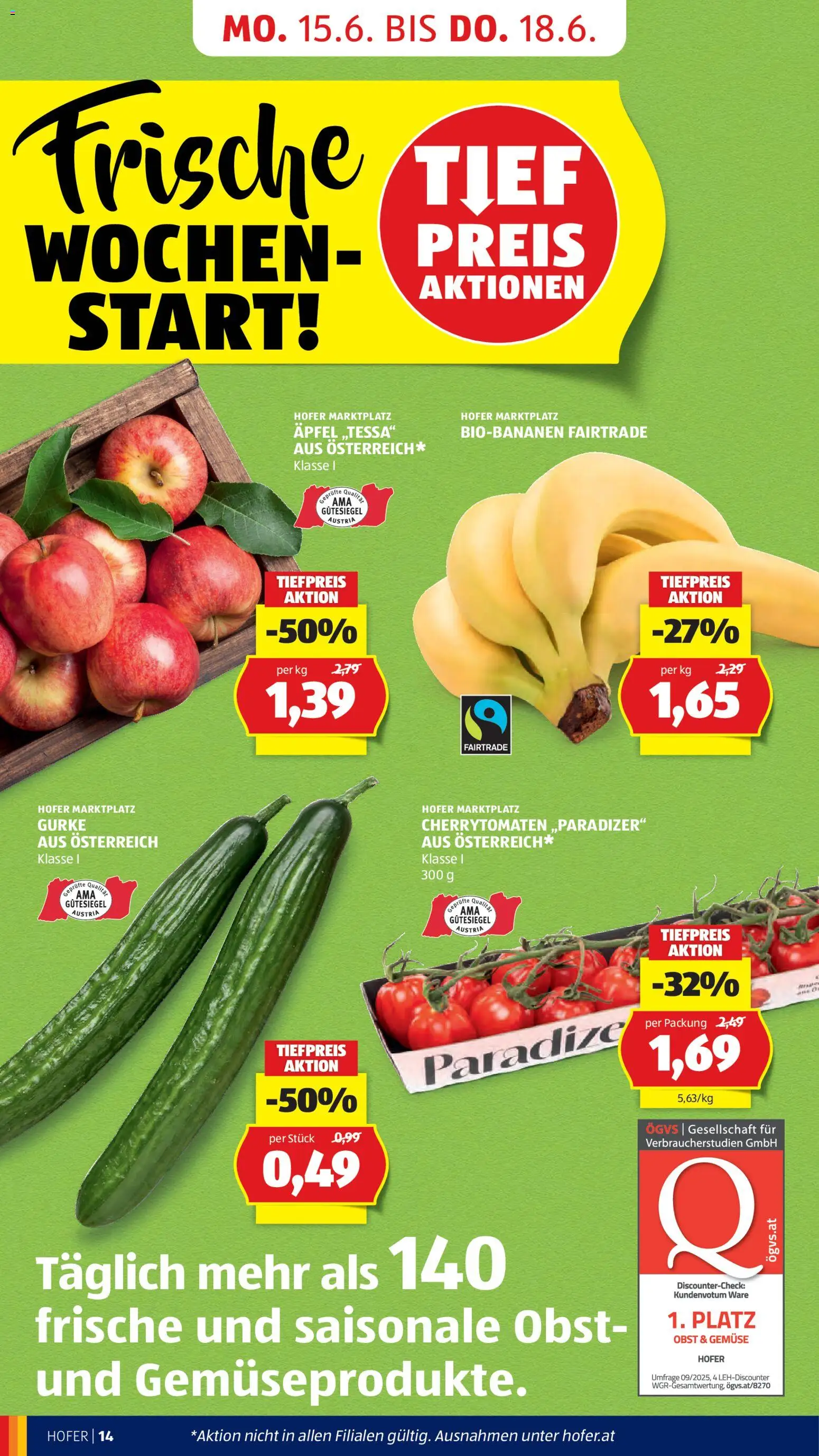 Hofer Flugblatt gültig ab 12.06.2026 | Seite: 16 | Produkte: Gemüse, Obst, Äpfel