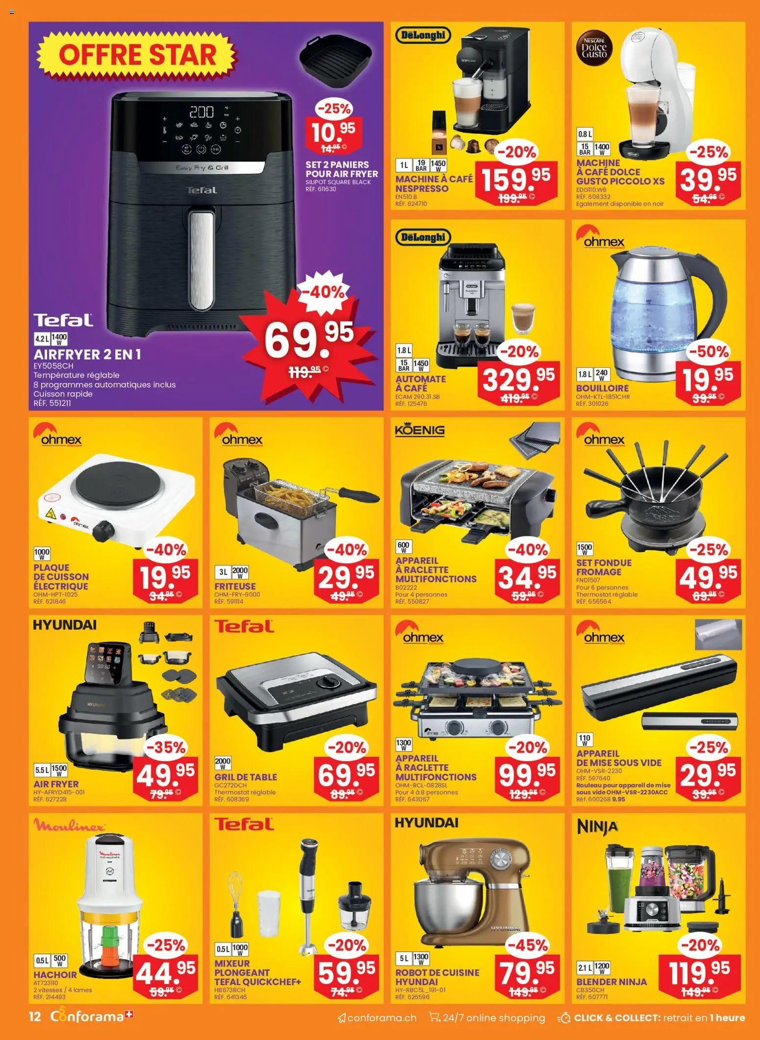 Conforama aktionen FR – gültig ab 14.10.2026 | Seite: 12 | Produkte: Friteuse, Raclette, Fondue, Grill