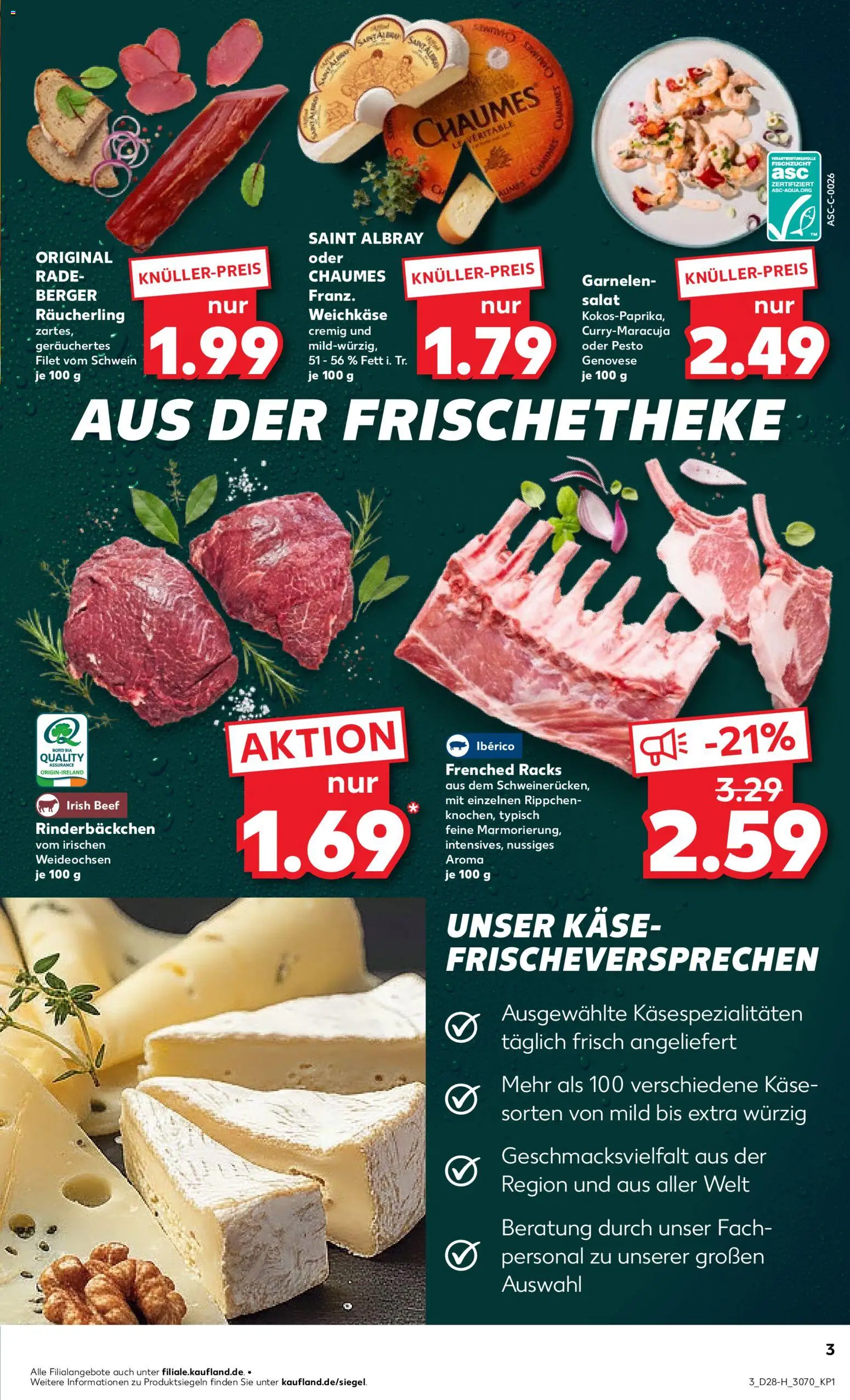 Kaufland Prospekt Leipzig – gültig ab 09.07.2026 | Seite: 3 | Produkte: Käse, Garnelen, Salat