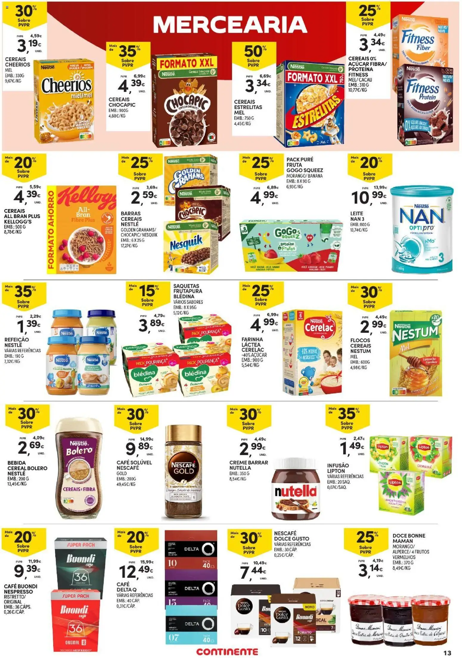 Continente Açores │ válido de 09/07/2026 | Página: 13 | Produtos: Banana, Dolce gusto, Bebida, Proteina