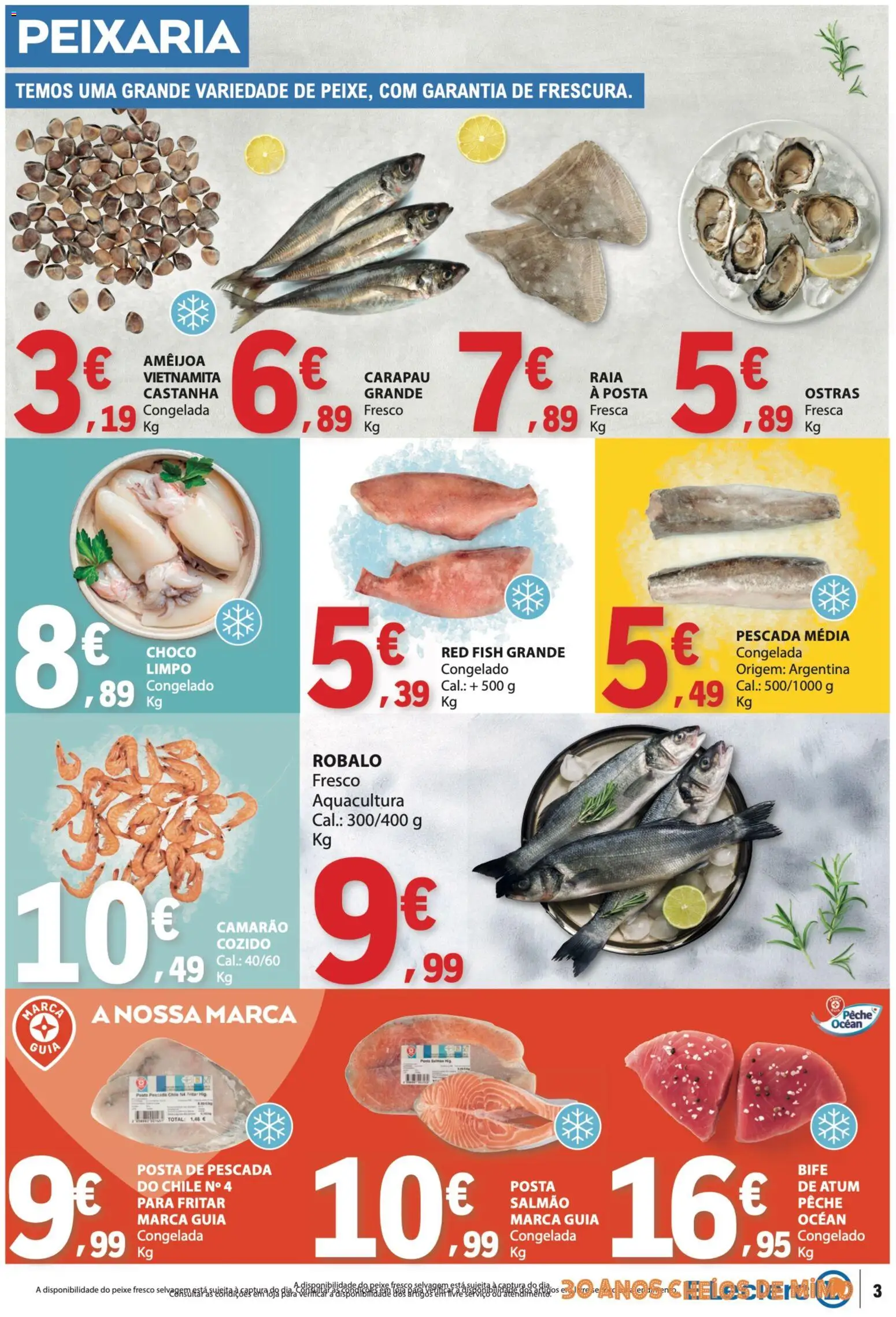 E.Leclerc folheto │ válido de 30.04.2026 | Página: 3 | Produtos: Atum, Ostras, Pescada, Salmão