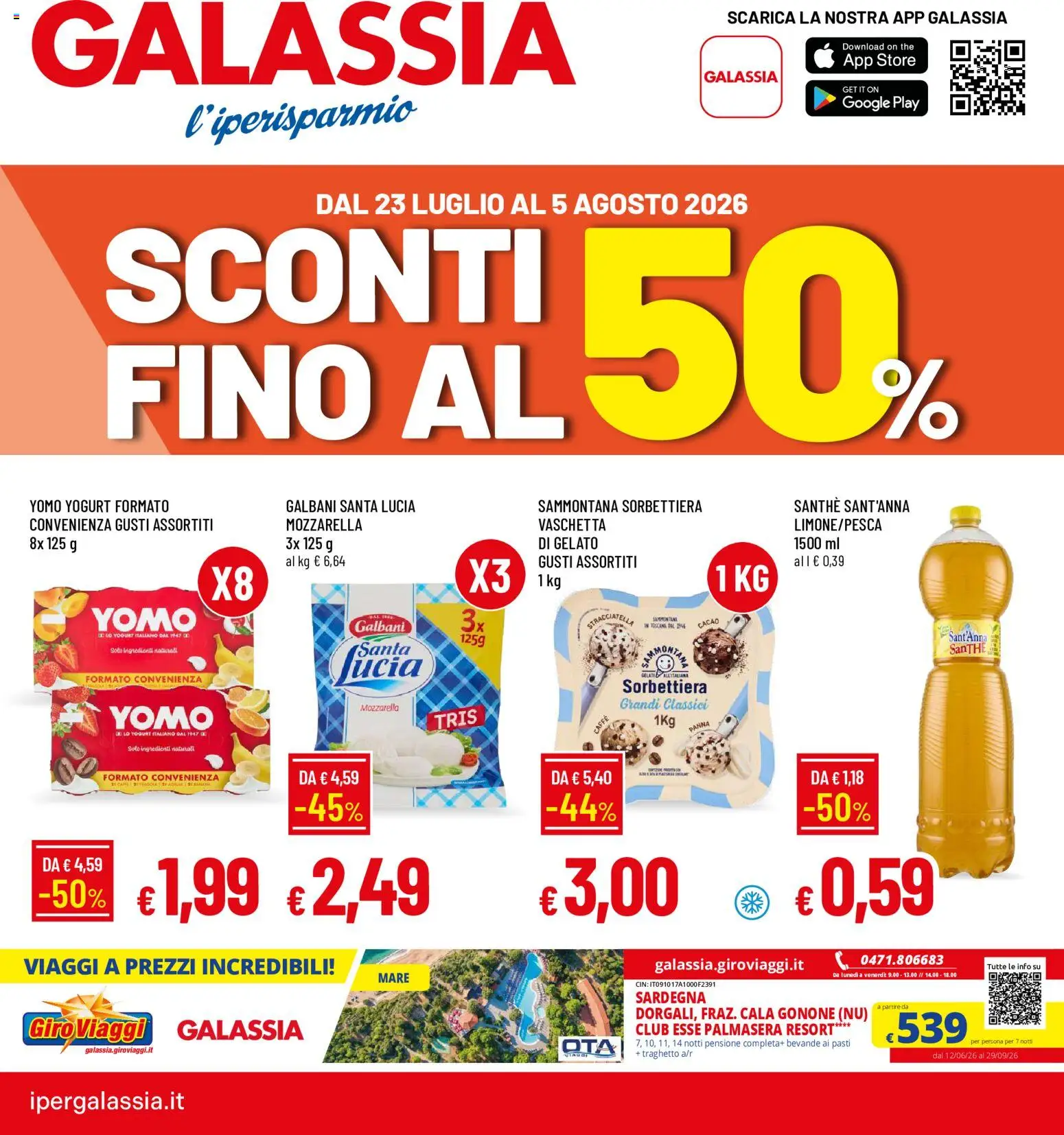 Volantino Galassia del 23/07/2026 | Pagina: 1 | Prodotti: Yogurt, Caffè, The, Cacao