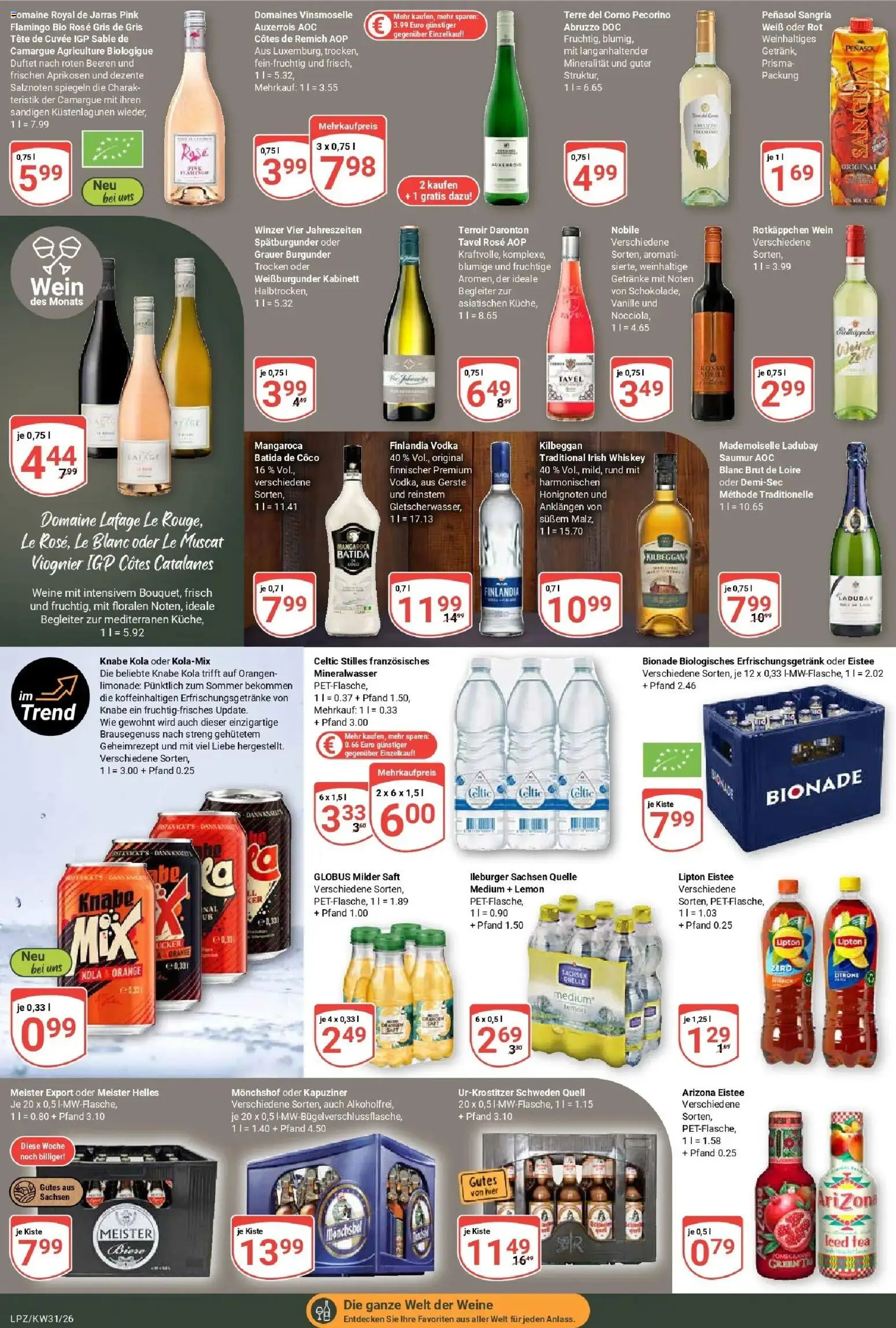 Globus Prospekt Leipzig – gültig ab 27.07.2026 | Seite: 15 | Produkte: Orangen, Limonade, Rotkäppchen, Wein