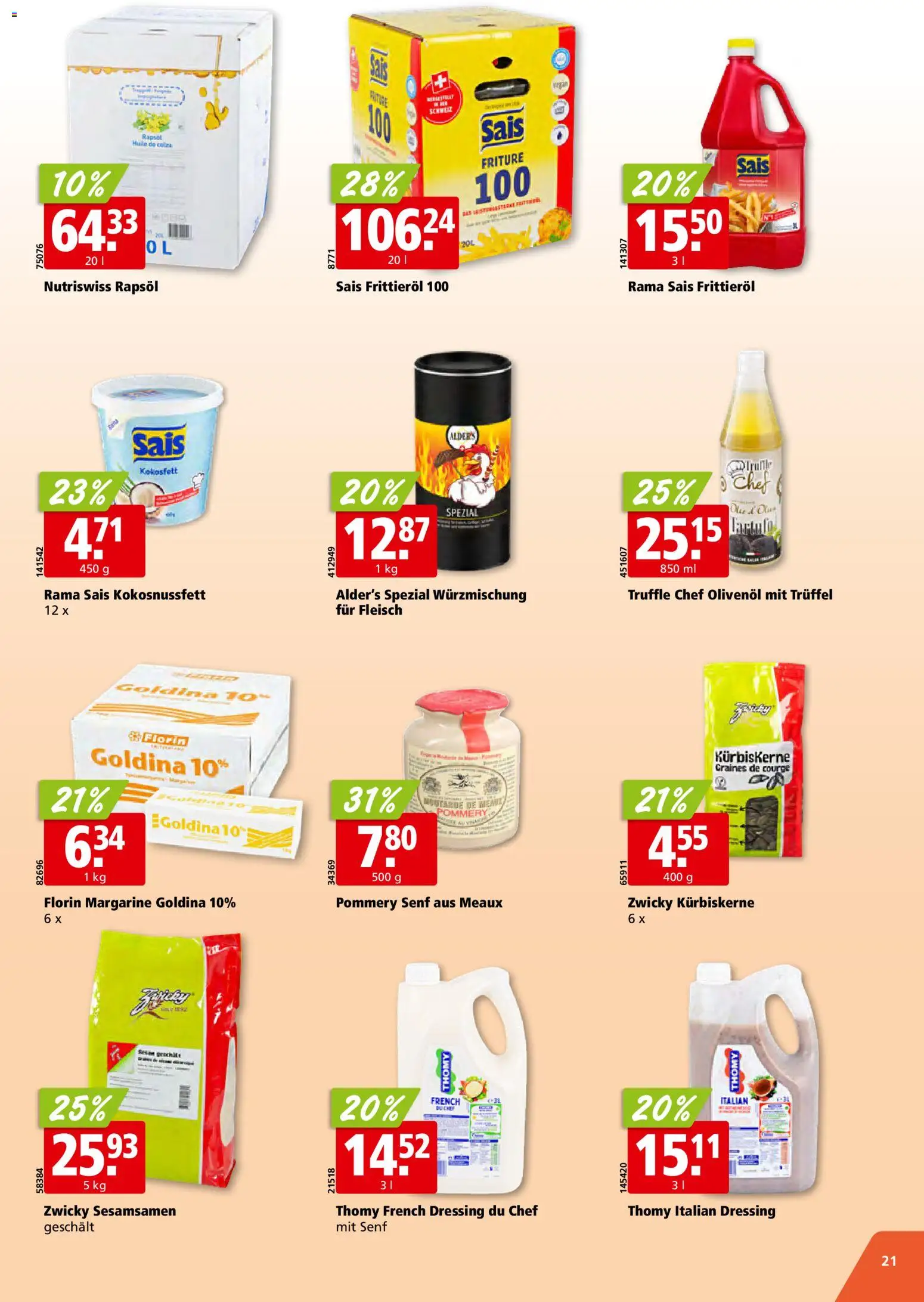 Aligro aktionen Schlieren, Gossau SG, Frauenfeld, Rapperswil-Jona, Sargans, Bern – gültig ab 05.10.2026 | Seite: 21 | Produkte: Rapsöl, Dressing