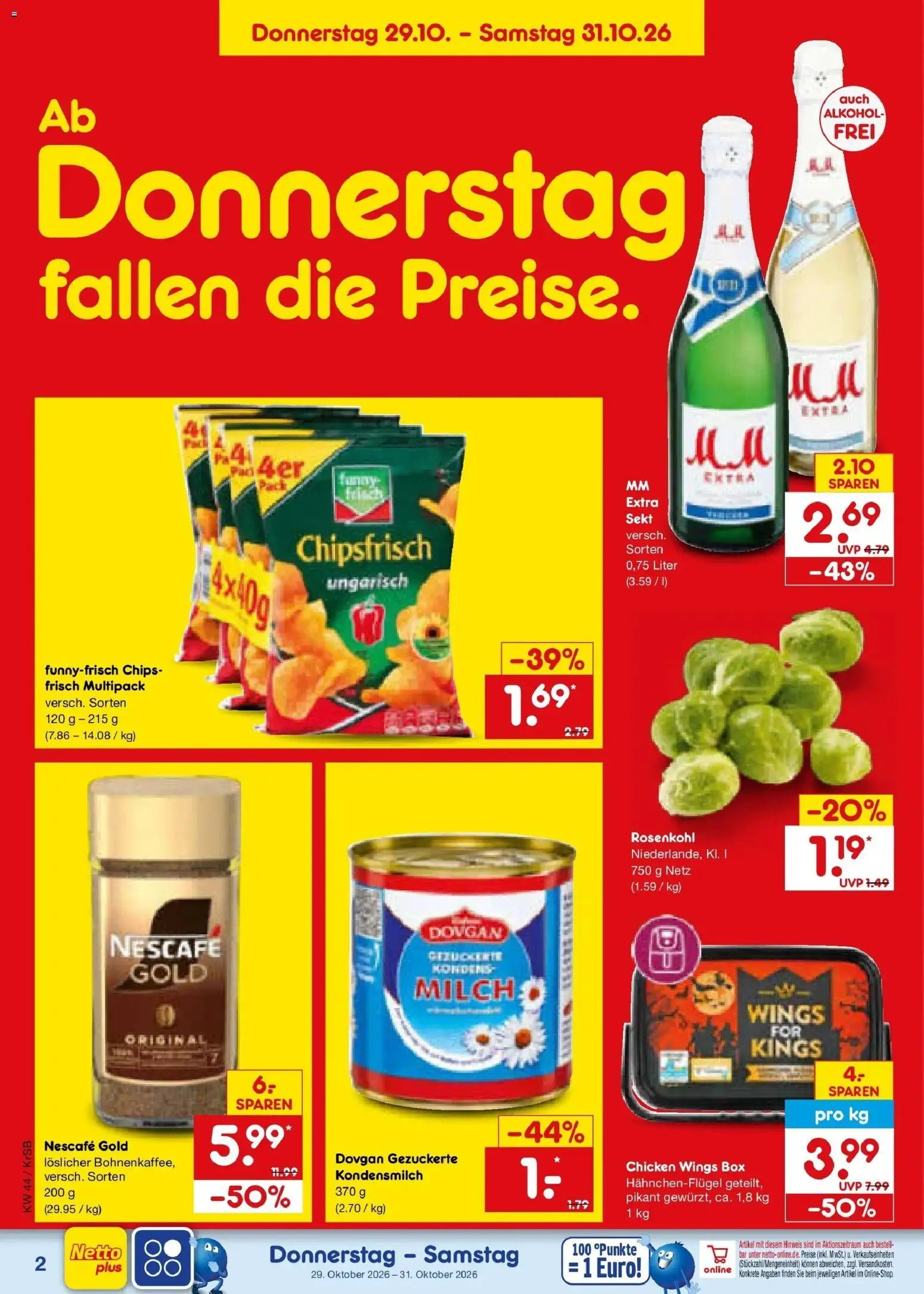 Netto Marken-Discount Prospekt Baesweiler – gültig ab 26.10.2026 | Seite: 56 | Produkte: Milch, Sekt, Box, Chips
