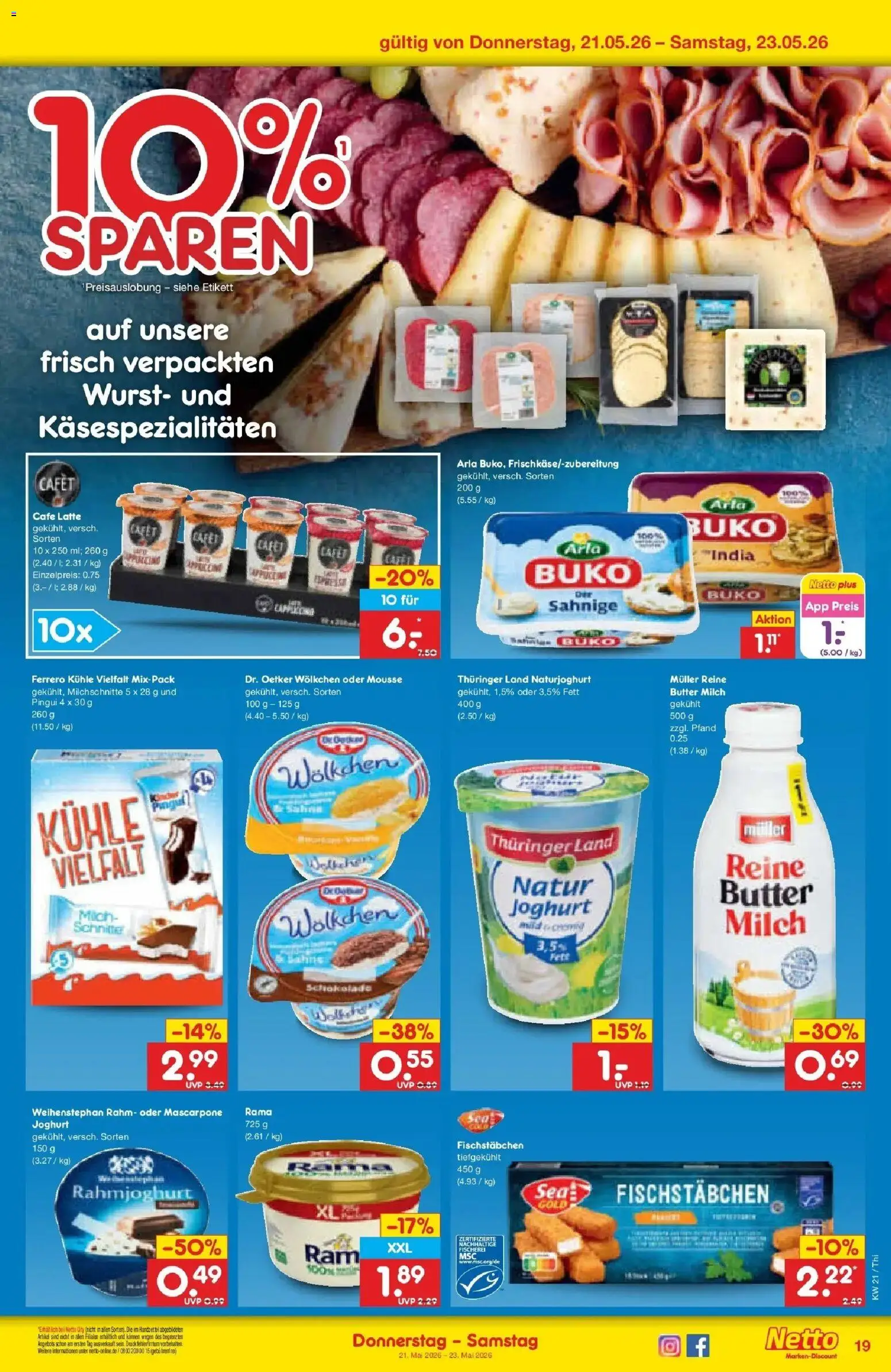 Netto Marken-Discount Prospekt Pirna	 – gültig ab 17.05.2026 | Seite: 21 | Produkte: Milch, Butter, Joghurt, Wurst