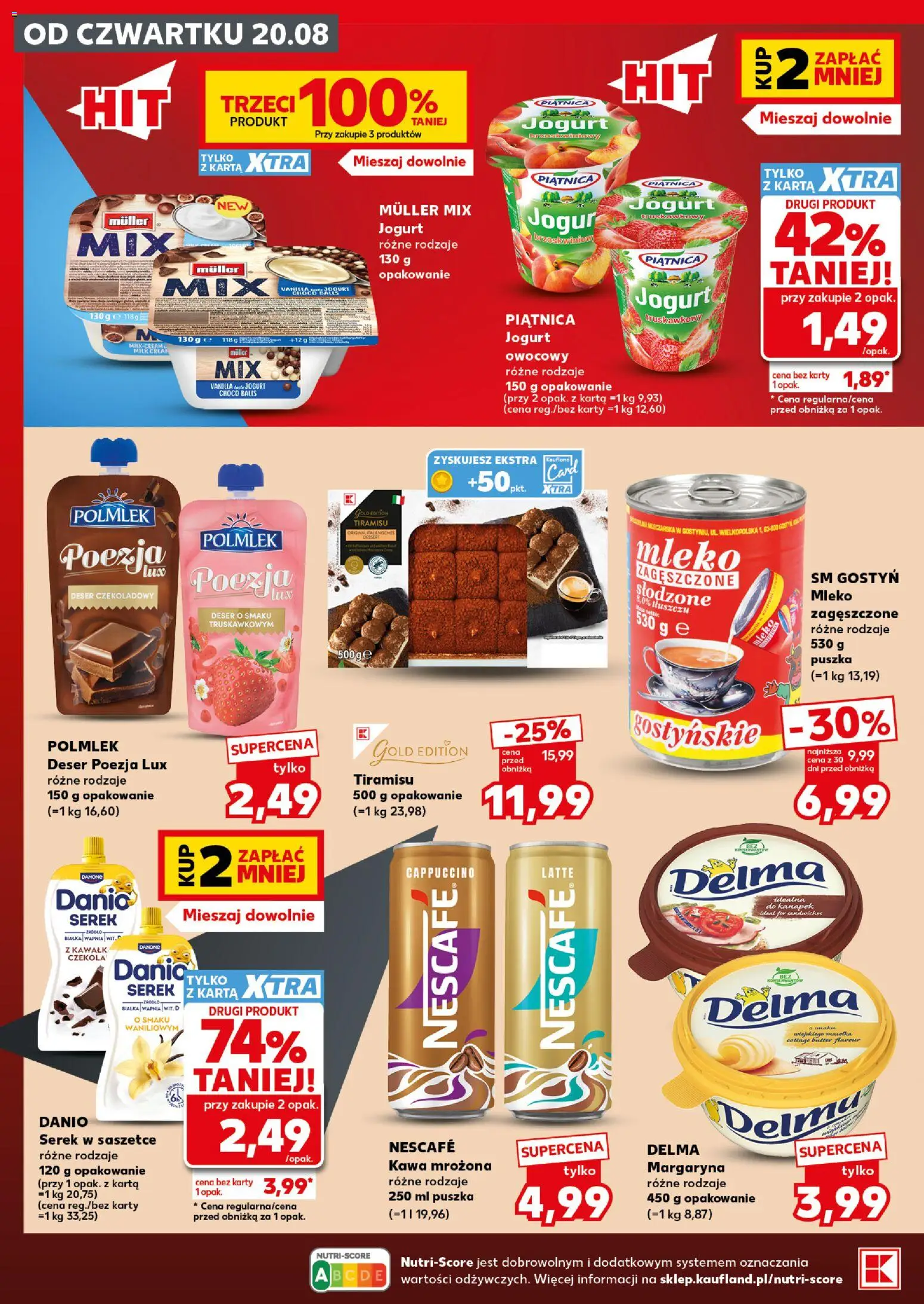 Kaufland Polsko leták - Mocny start od 24.08.2026 | Strana: 20 | Produkty: Mléko, Tiramisu, Nescafé, Cottage