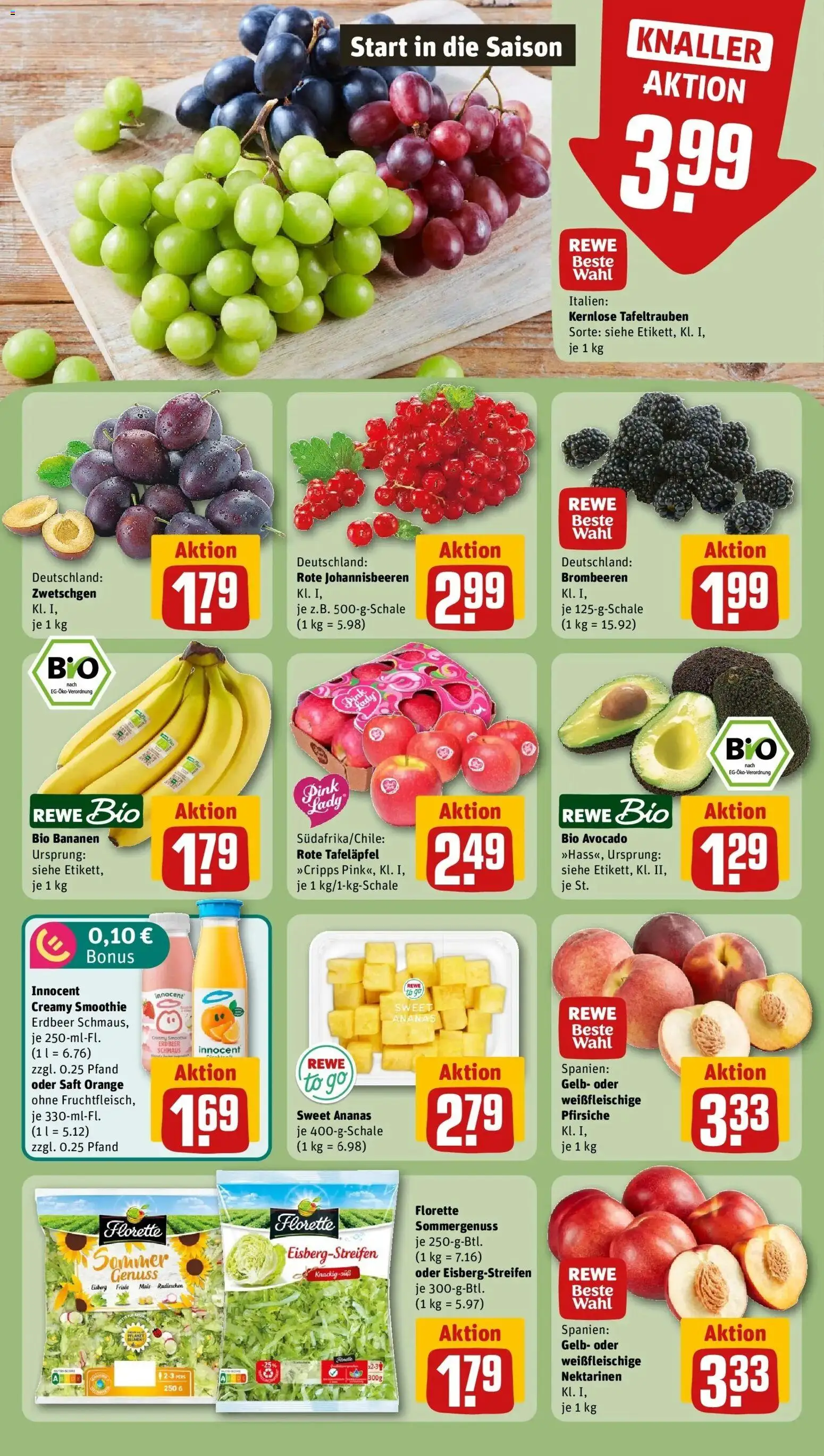 REWE Prospekt ab 03.08.2026 zum Blättern » Angebote | Seite: 6 | Produkte: Mais, Ananas, Zwetschgen, Saft