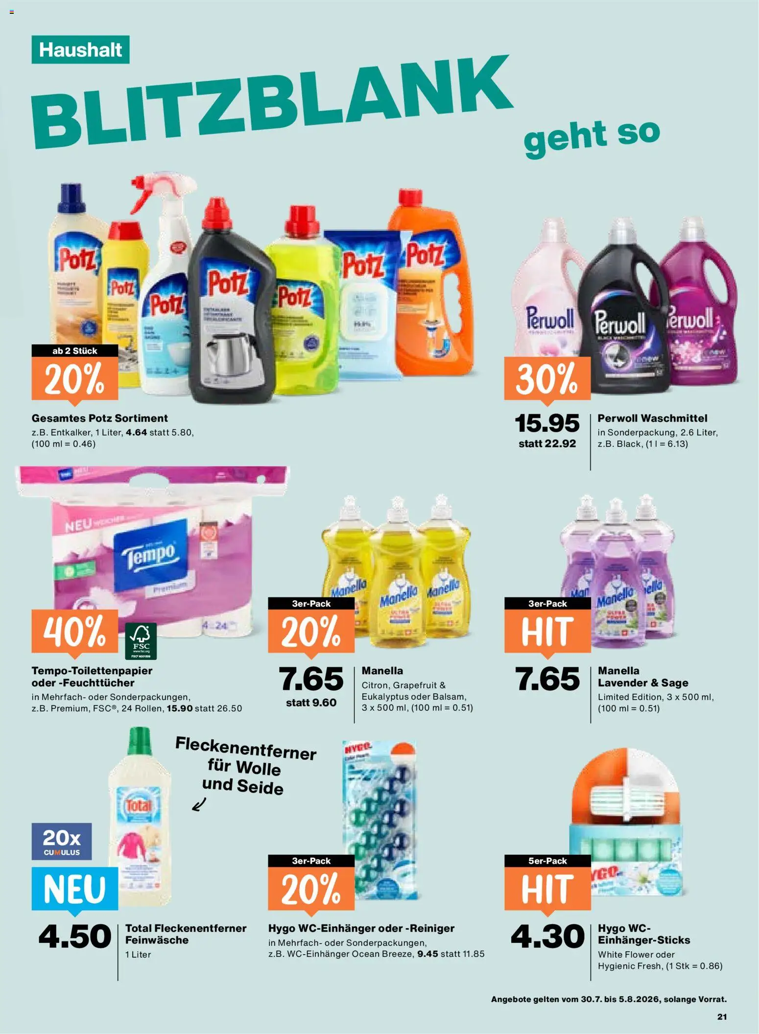 Migros aktionen – gültig ab 30.07.2026 | Seite: 21 | Produkte: Waschmittel, Fleckenentferner, Grapefruit