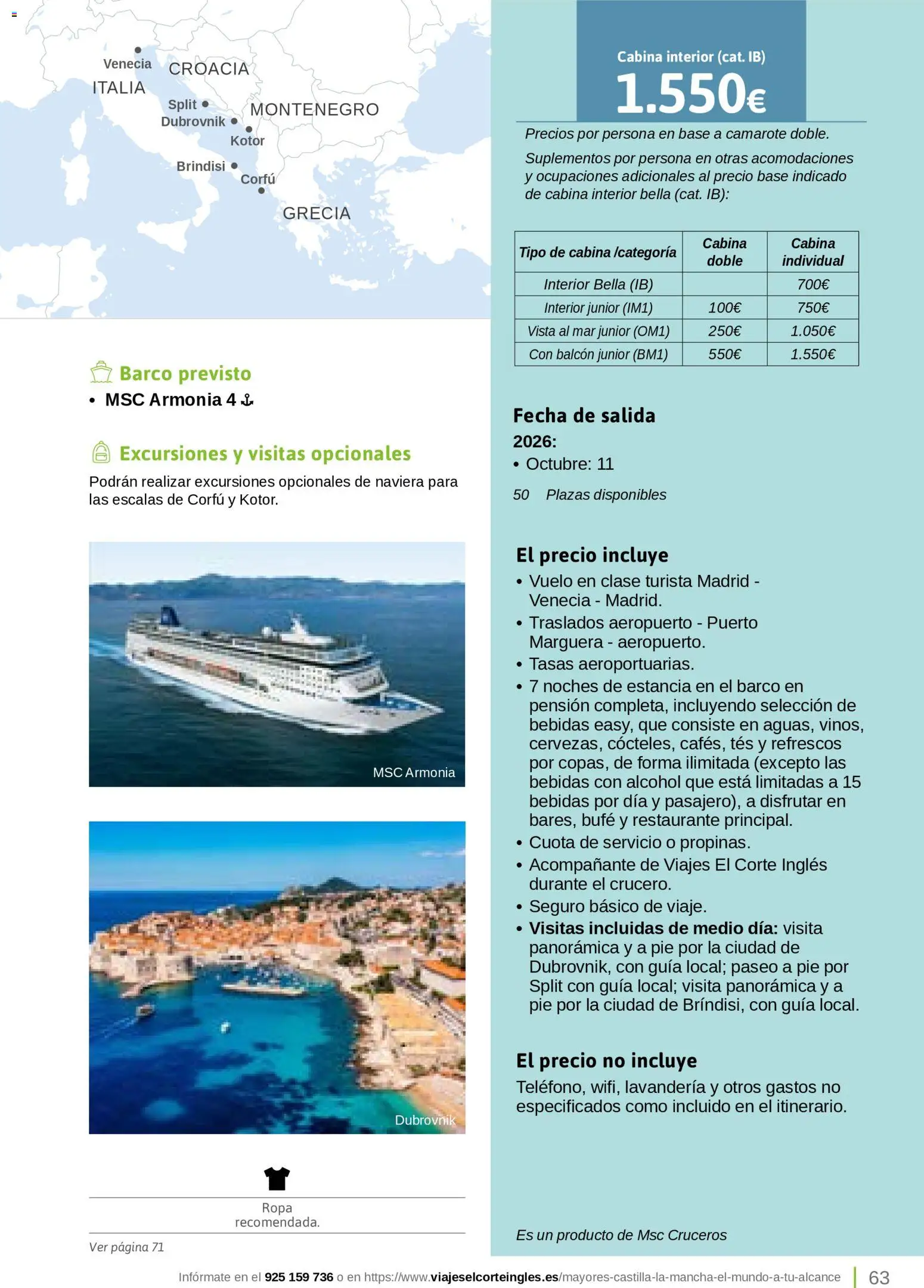 Viajes El Corte Inglés Turismo Social Castilla La Mancha │ válido desde el 01.04.2026 | Página: 63 | Productos: Ropa