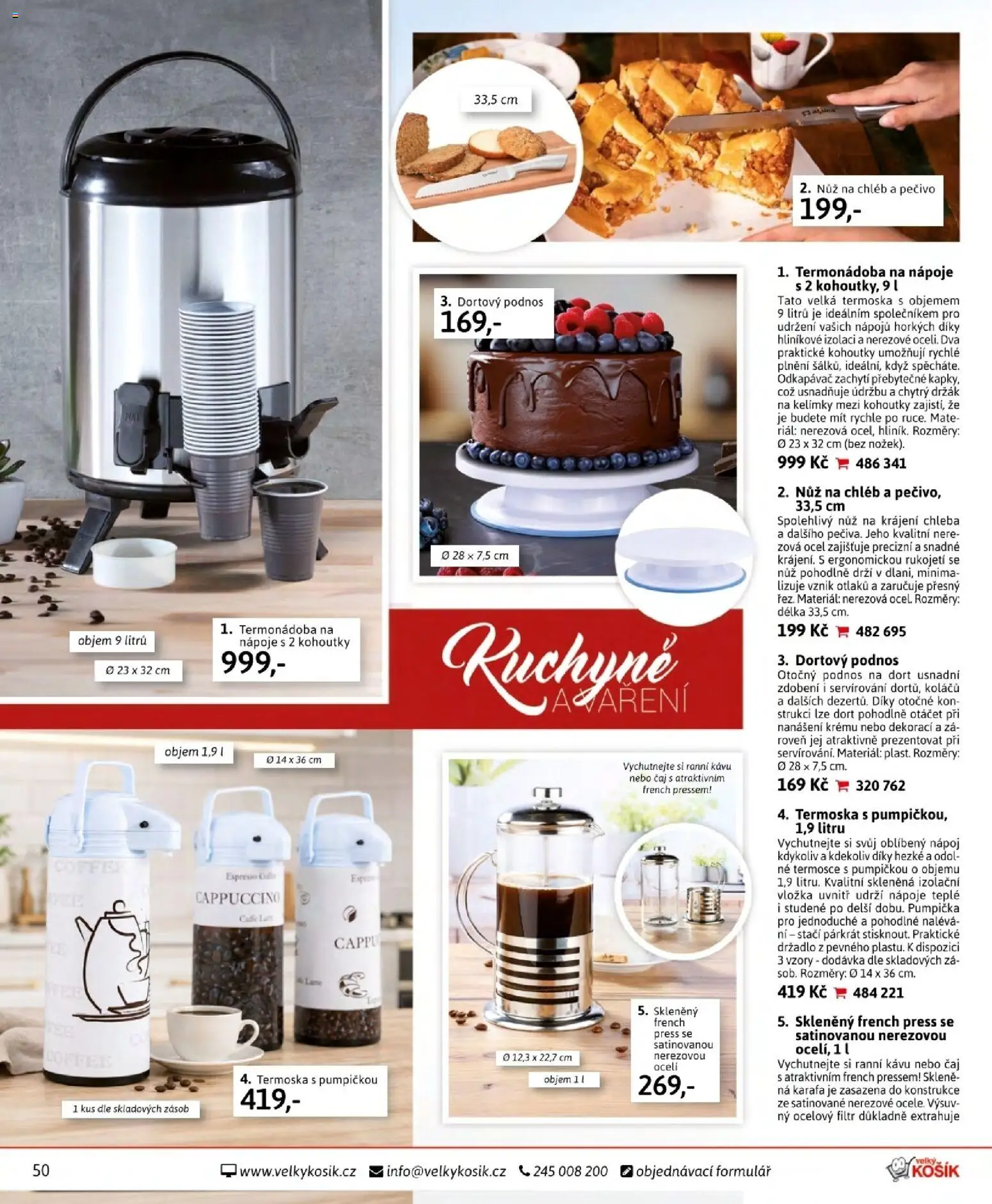Velký Košík katalog srpen 2026 od 01.08.2026 | Strana: 50 | Produkty: Karafa, Odkapávač, Cappuccino, Kuchyně