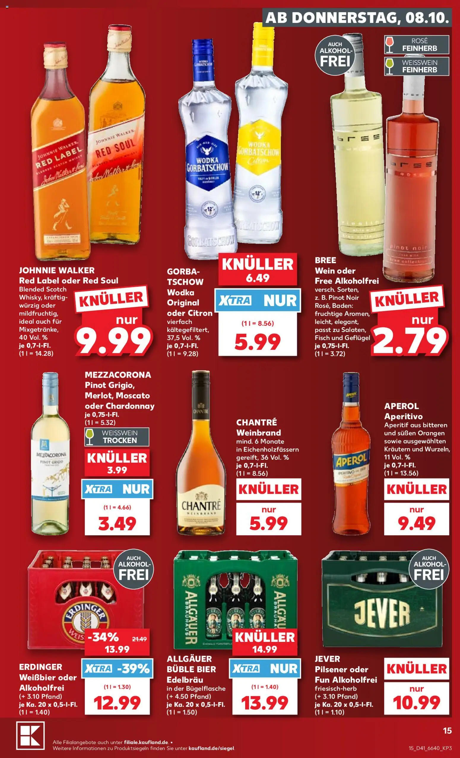 Kaufland Prospekt – gültig ab 08.10.2026 | Seite: 15 | Produkte: Weißwein, Weißwein trocken, Wodka, Johnnie walker